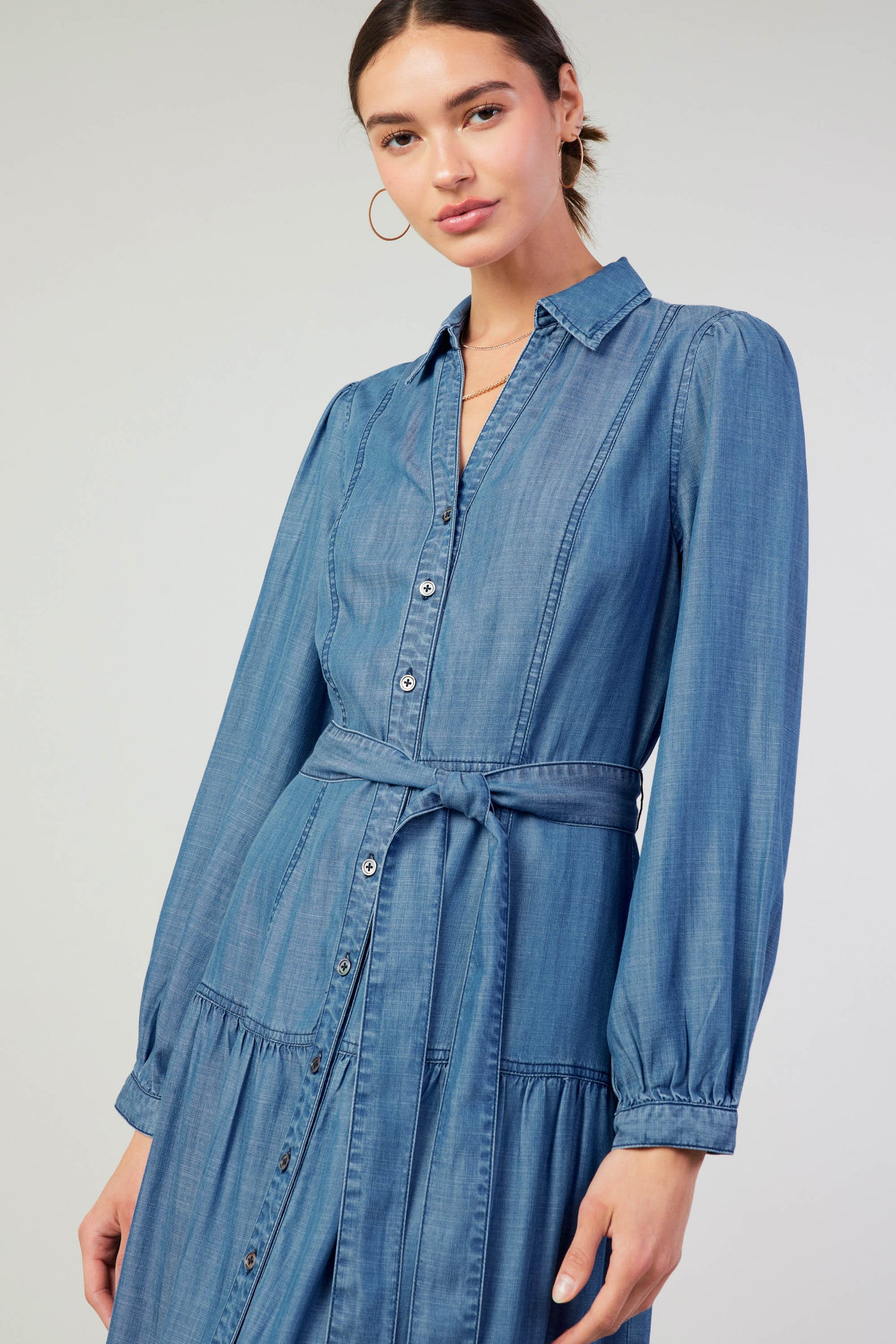 Belted Collar Shirt Dress