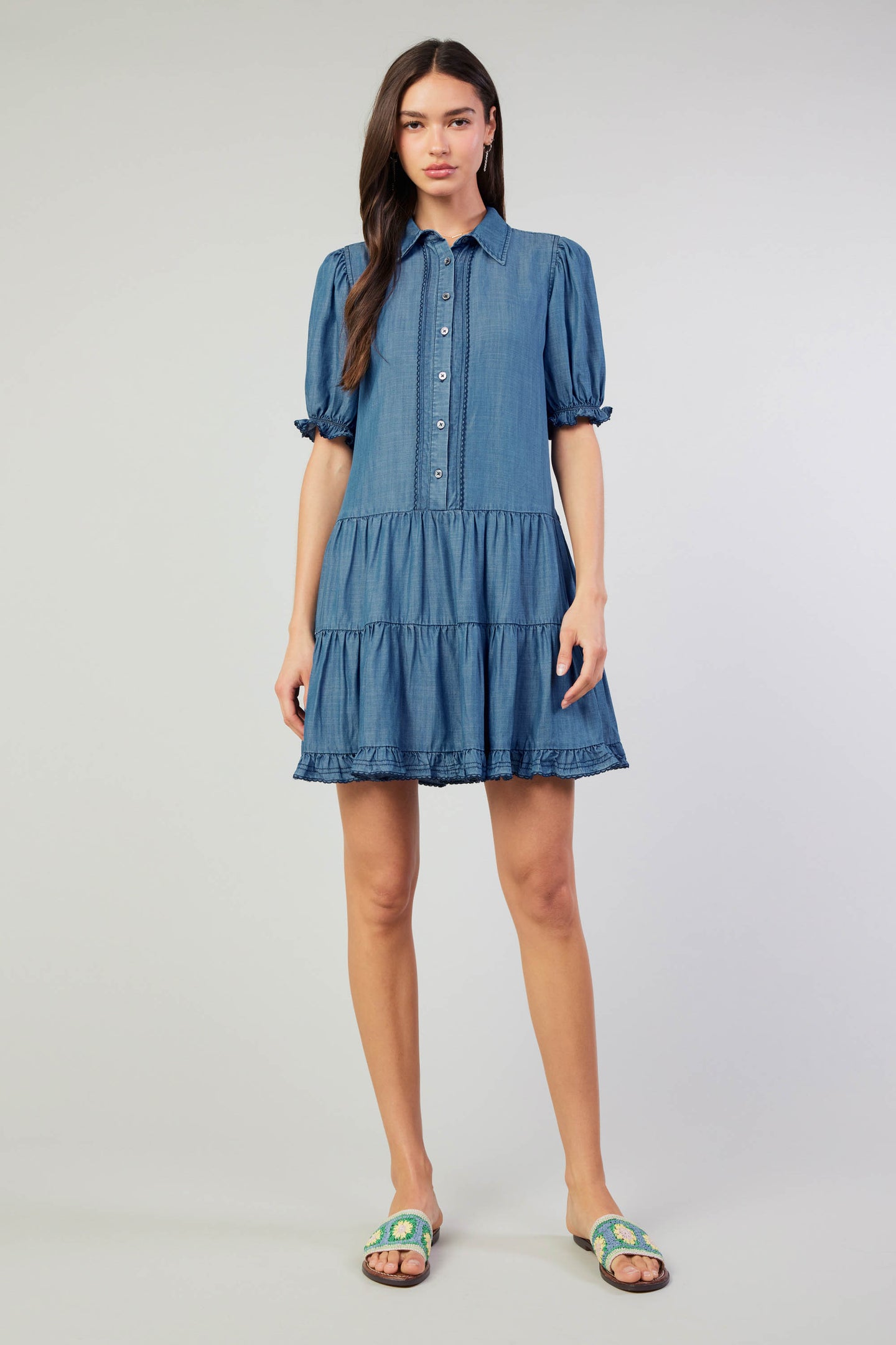 Scallop Edged Shirt Dress