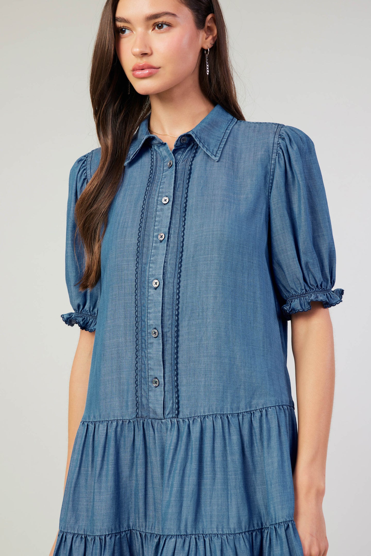 Scallop Edged Shirt Dress