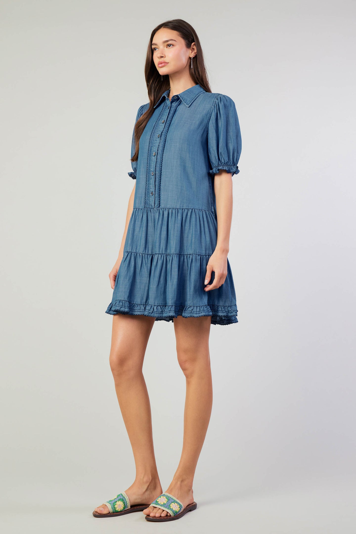 Scallop Edged Shirt Dress