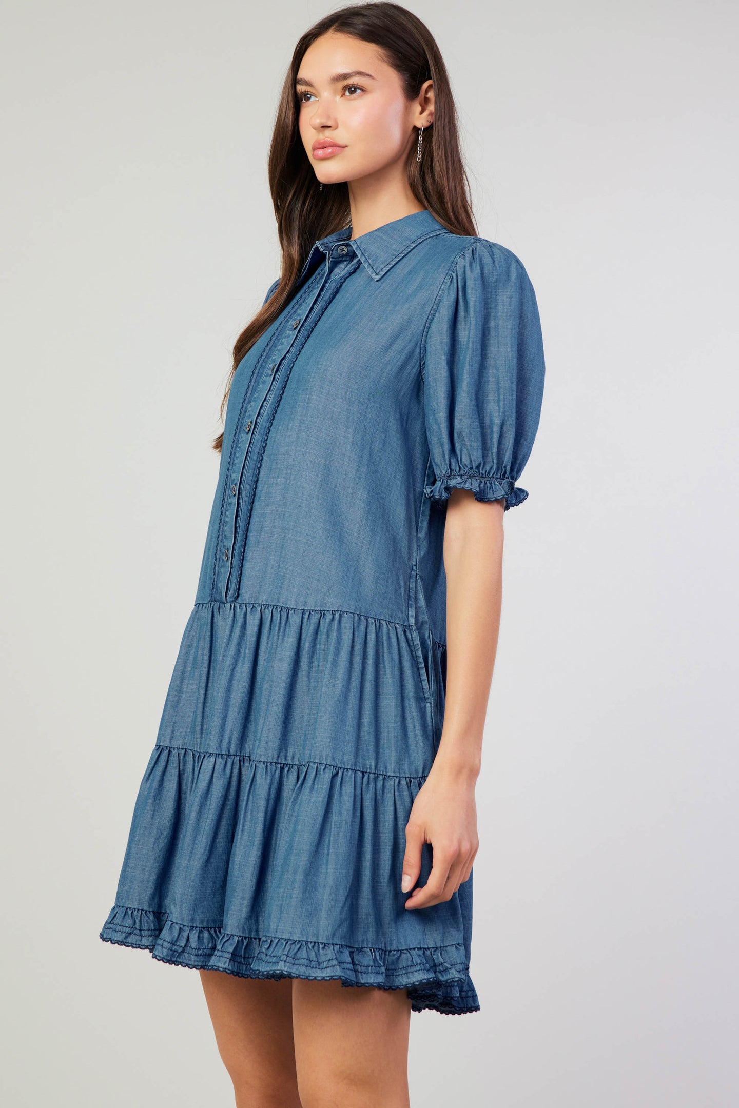 Scallop Edged Shirt Dress