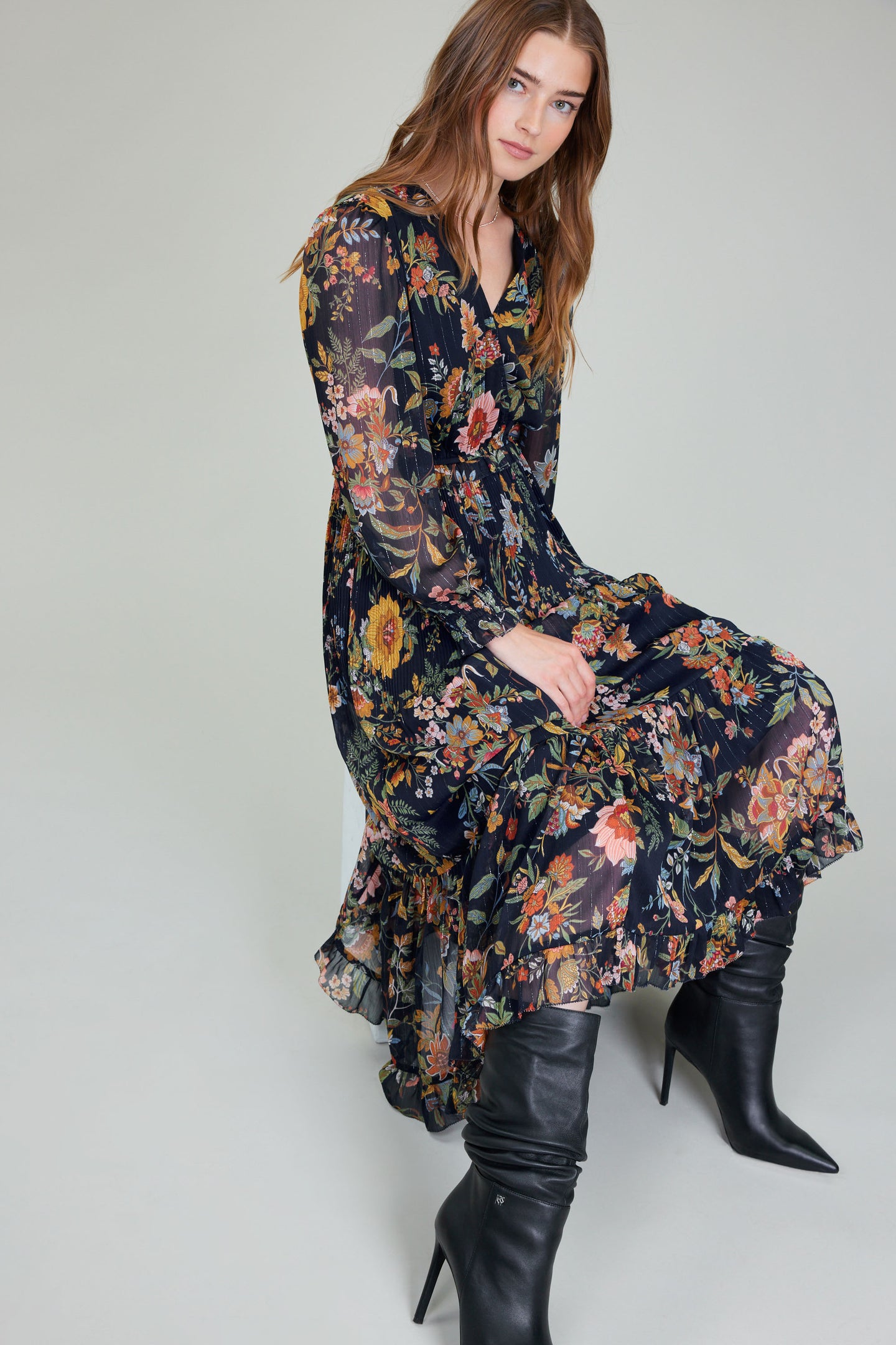 Glimmer Botanical Midi Dress