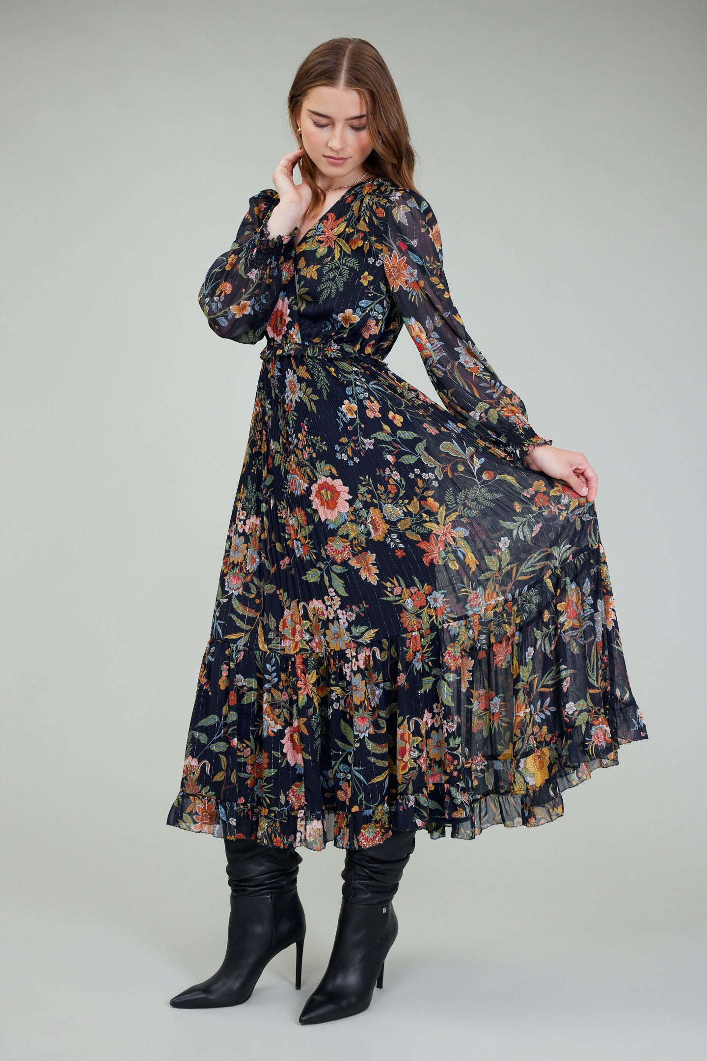 Glimmer Botanical Midi Dress