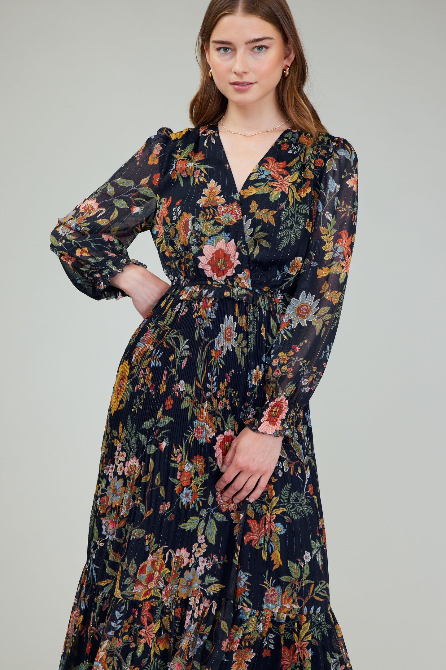 Glimmer Botanical Midi Dress