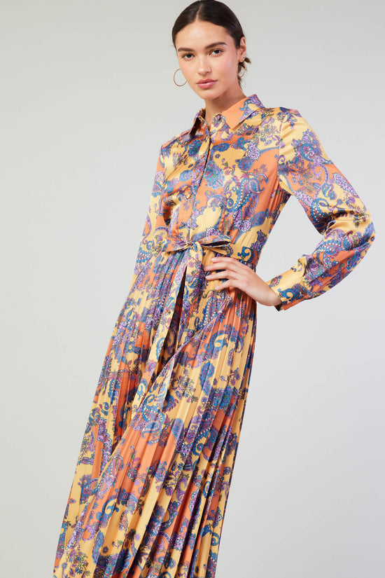 Paisley Pleated Maxi Dress