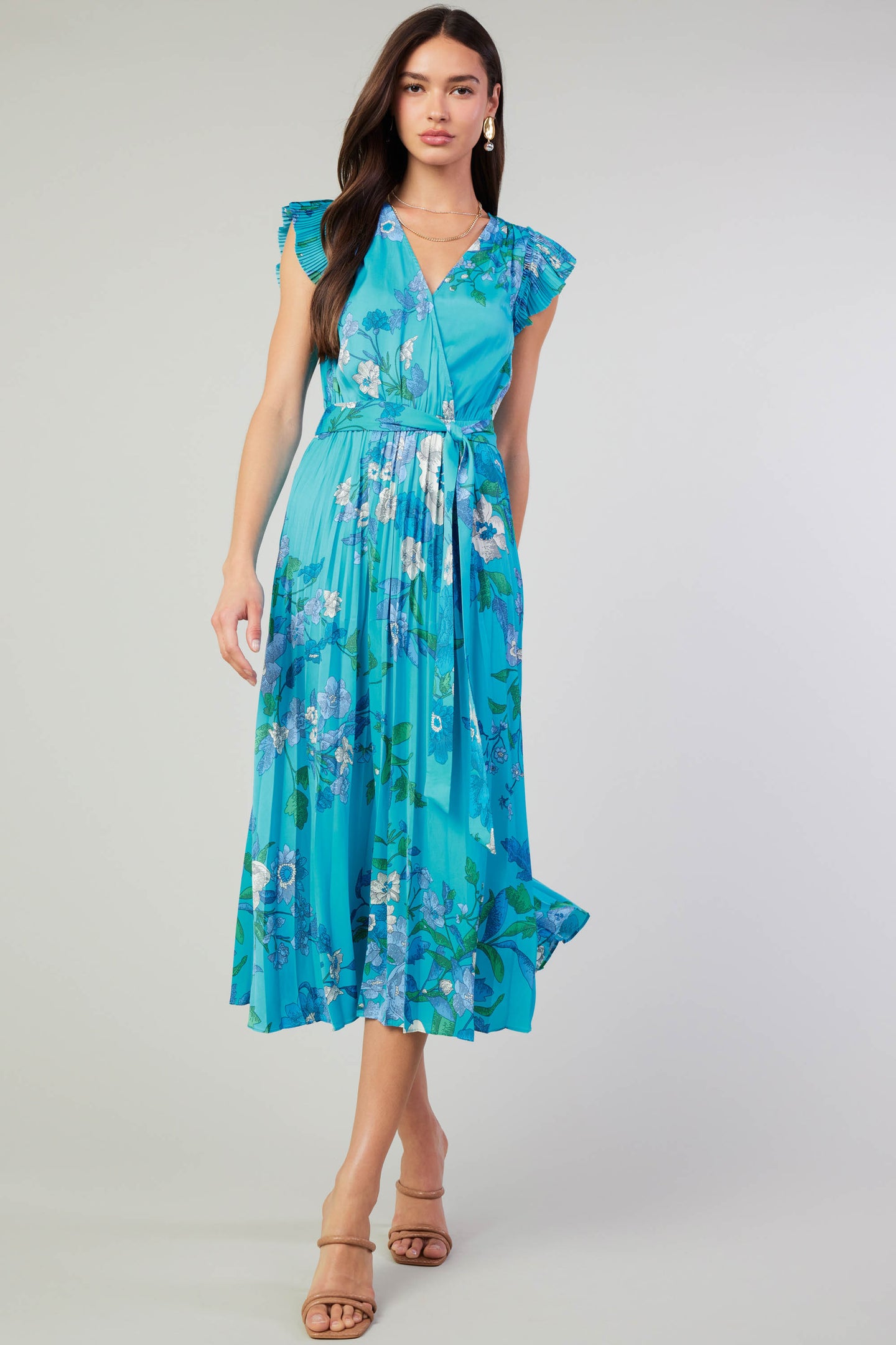 Botanical Pleated Midi Dress