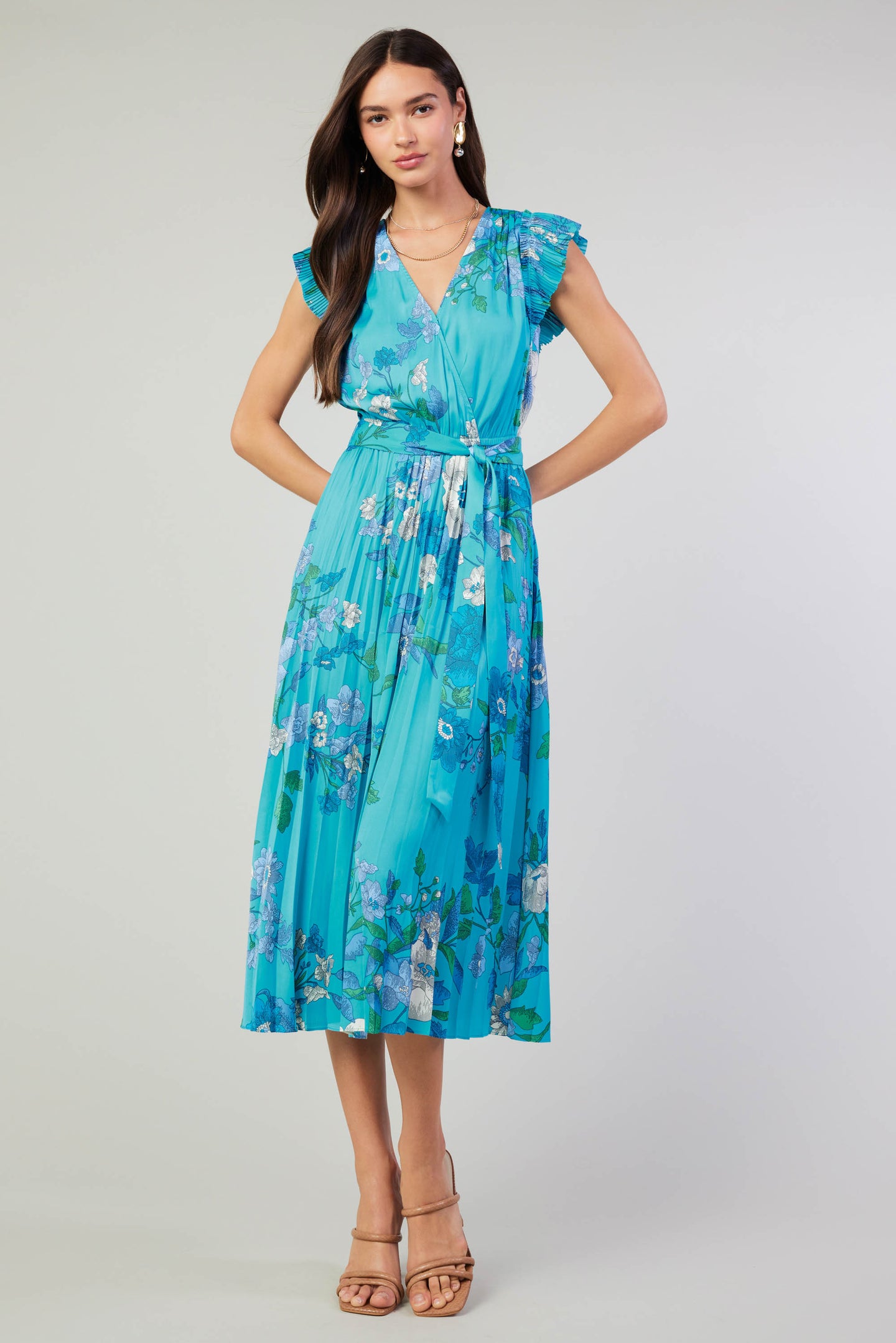 Botanical Pleated Midi Dress