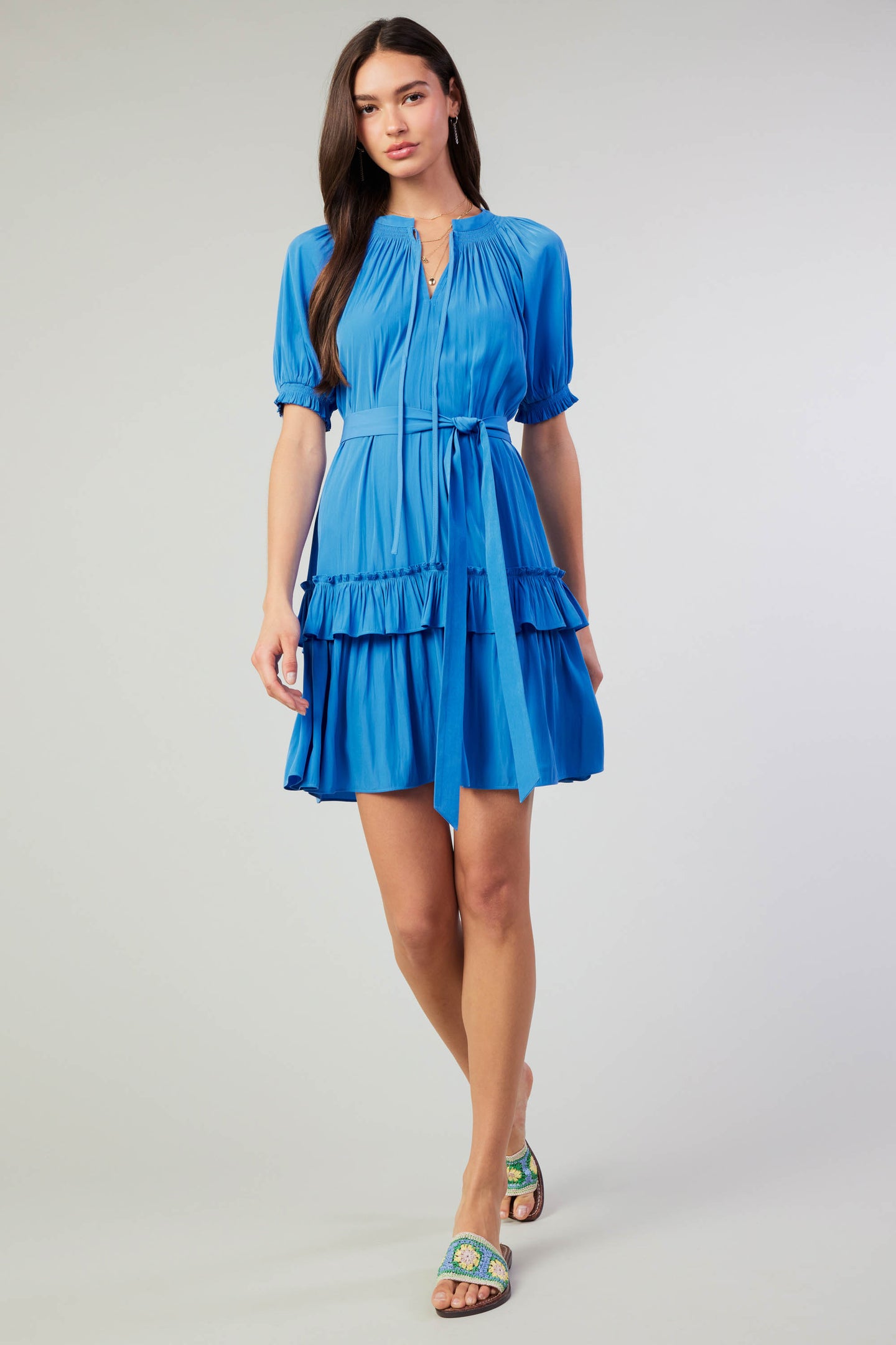 Coletta Smocked Yoke Mini Dress