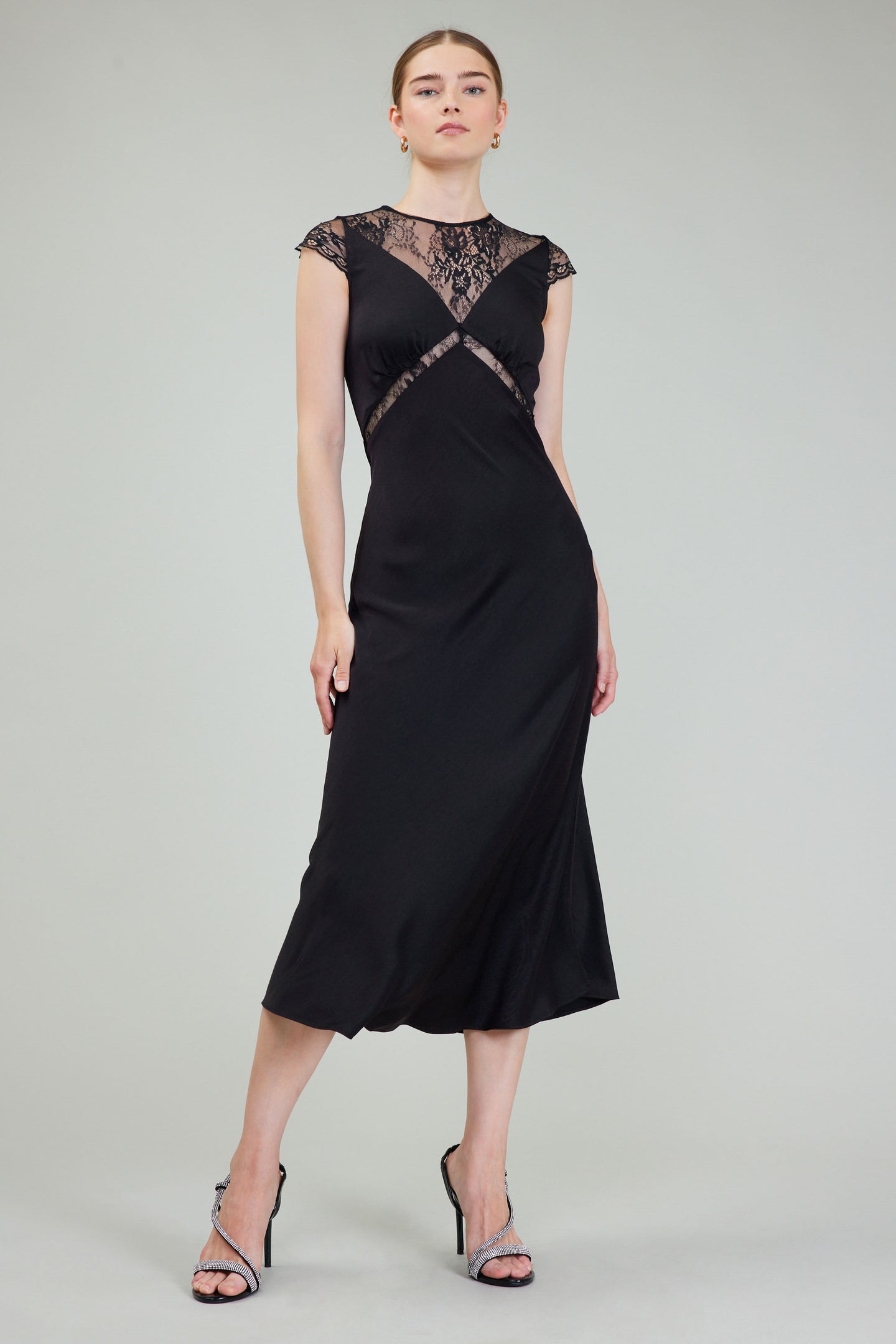 Lace Trim Midi Dress