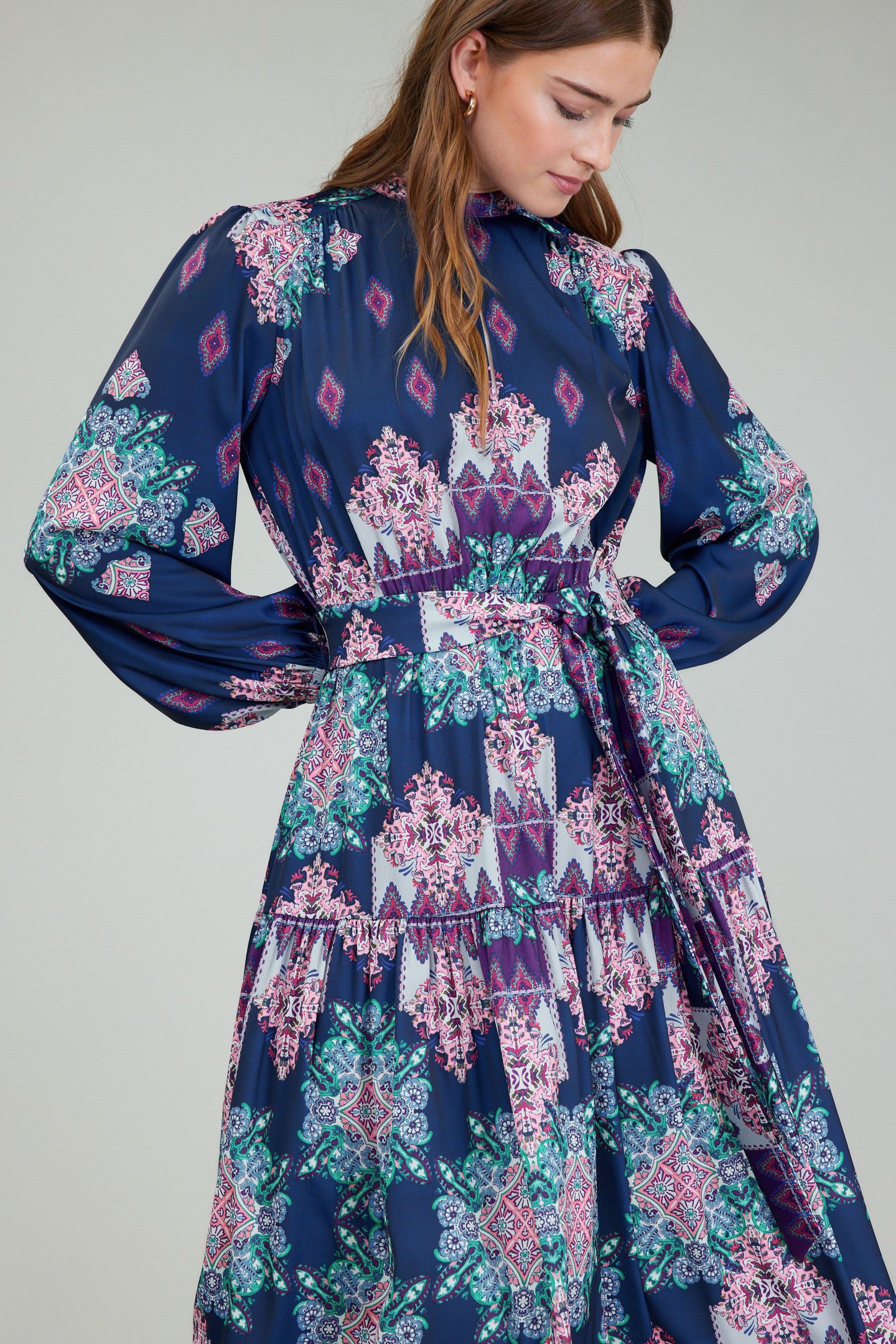 Ornate Border Printed Midi Dress