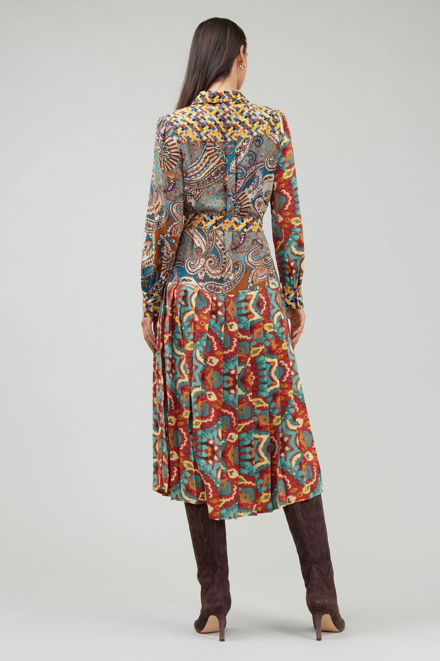 Mixed Print Shirt Dress