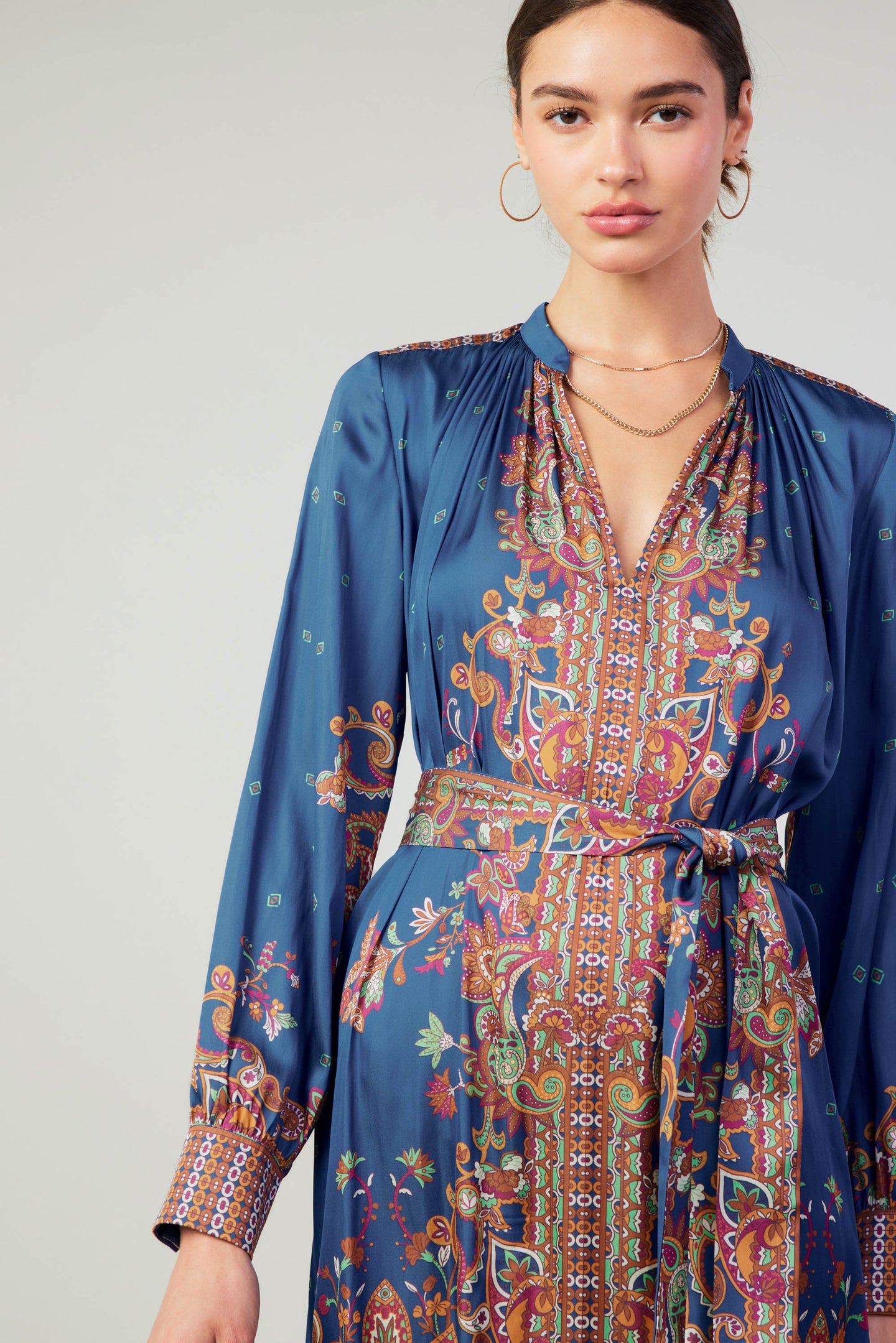 Paisley Patterned Belted Dress