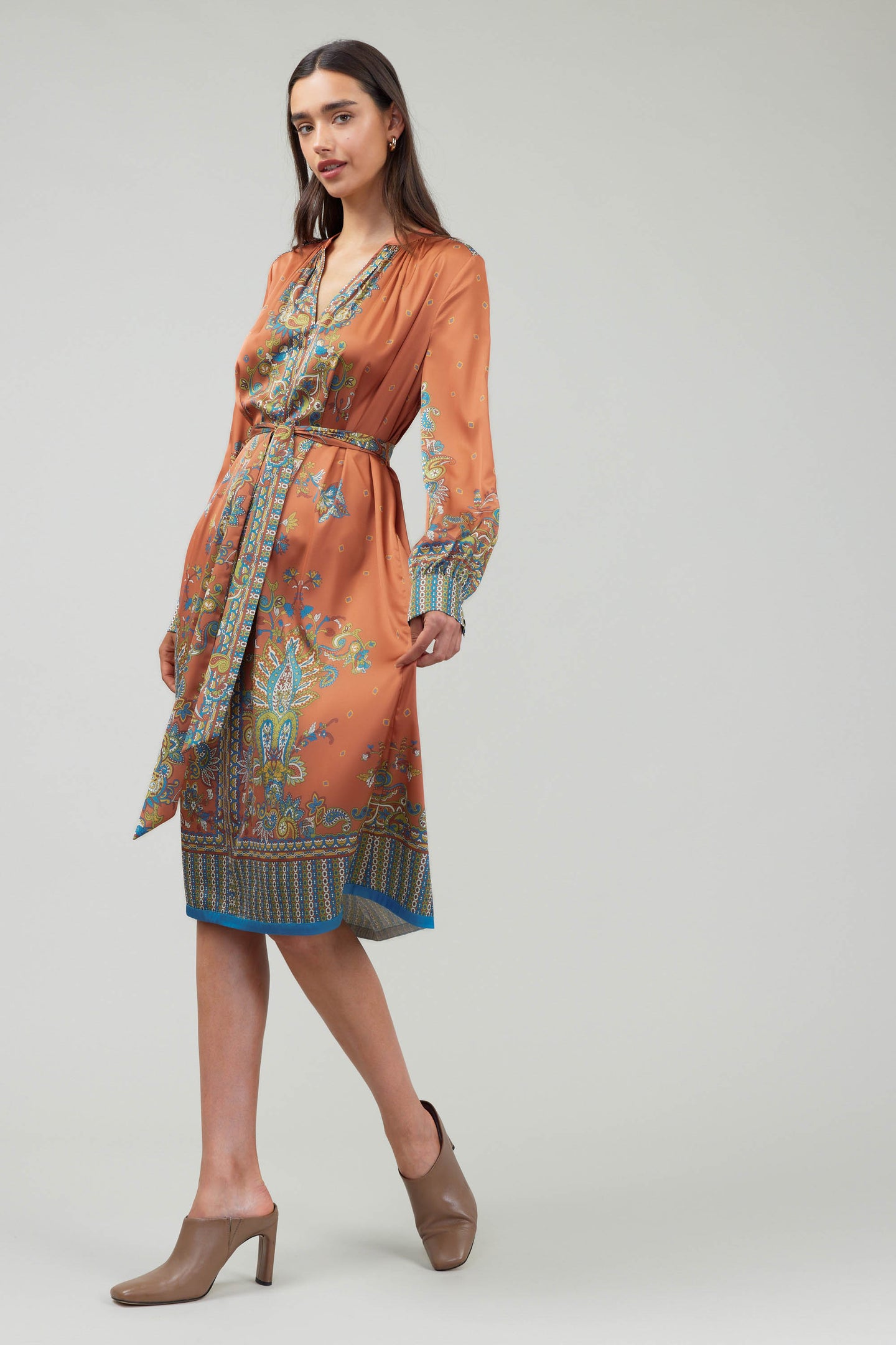 Paisley Patterned Belted Dress