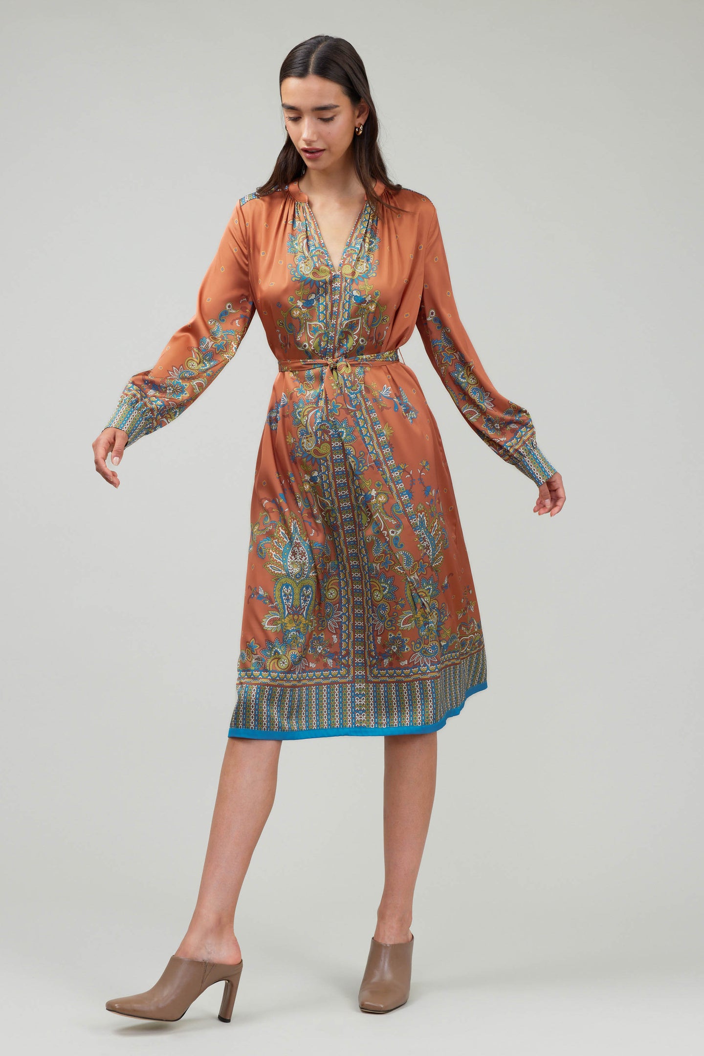 Paisley Patterned Belted Dress