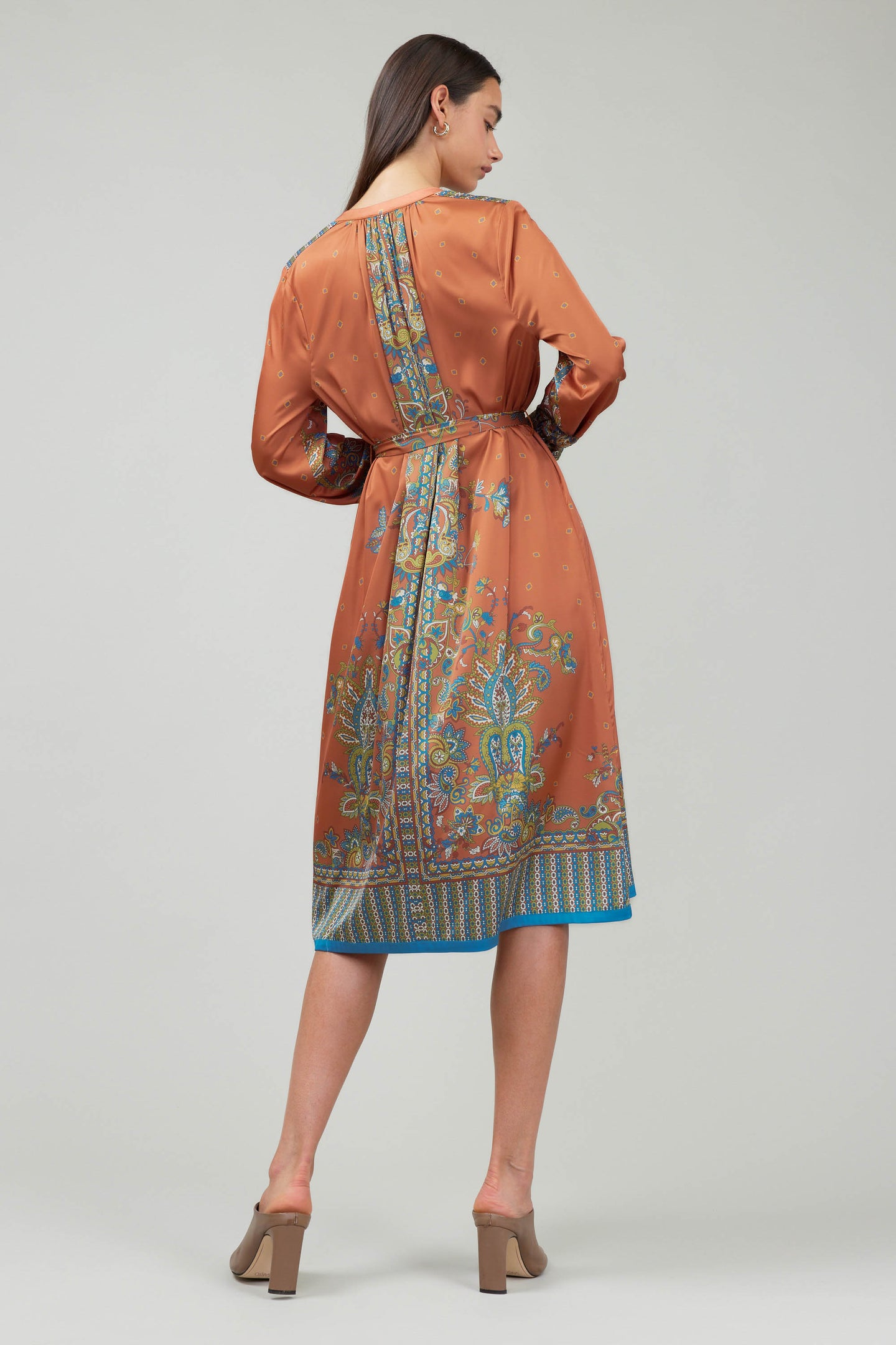 Paisley Patterned Belted Dress