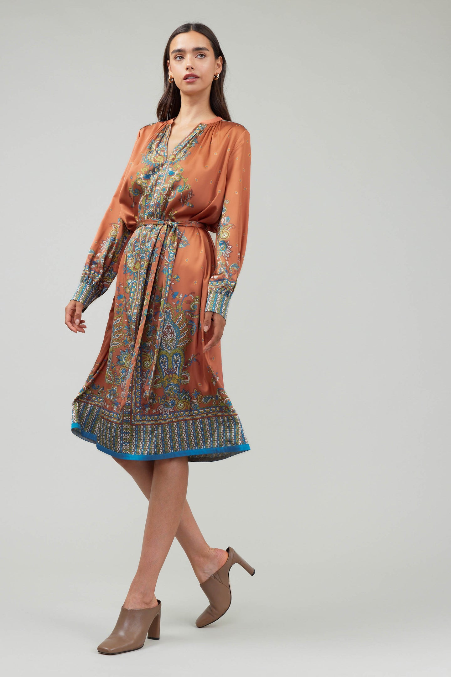 Paisley Patterned Belted Dress