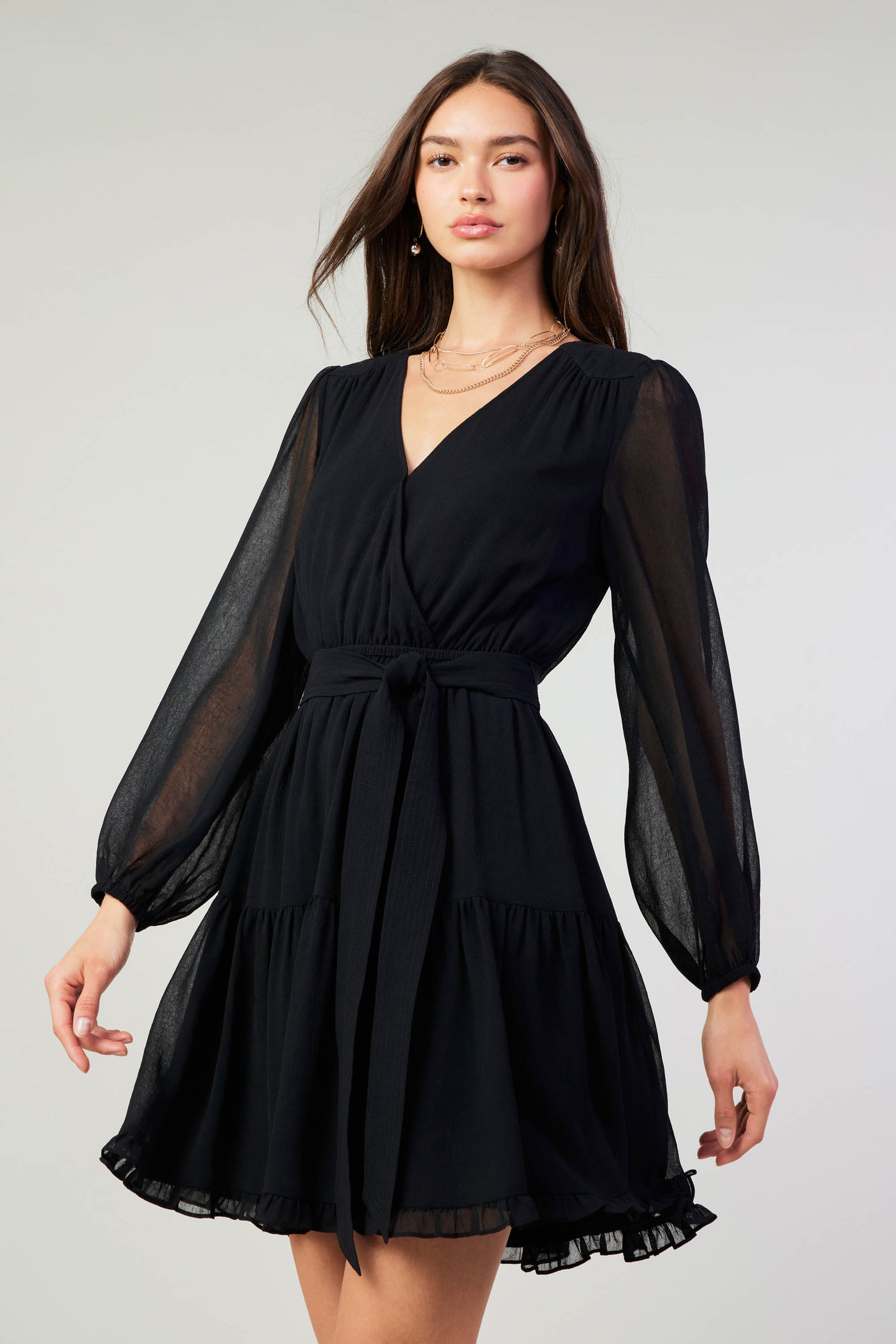 Surplice Mini Dress