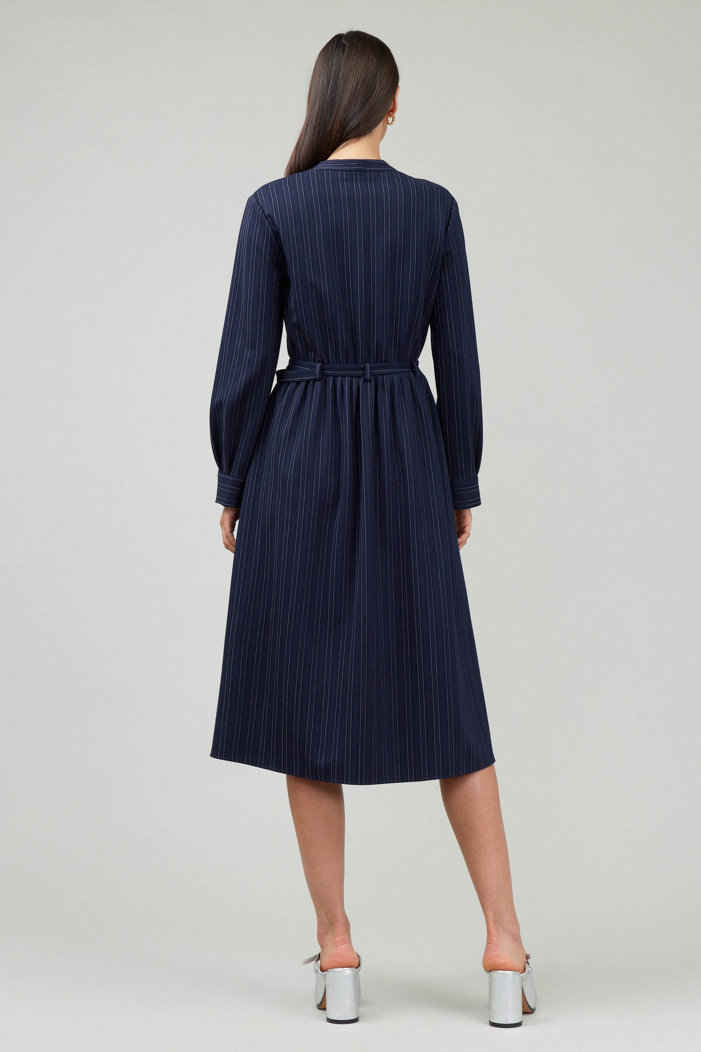 Pinstriped Buttondown Midi Dress