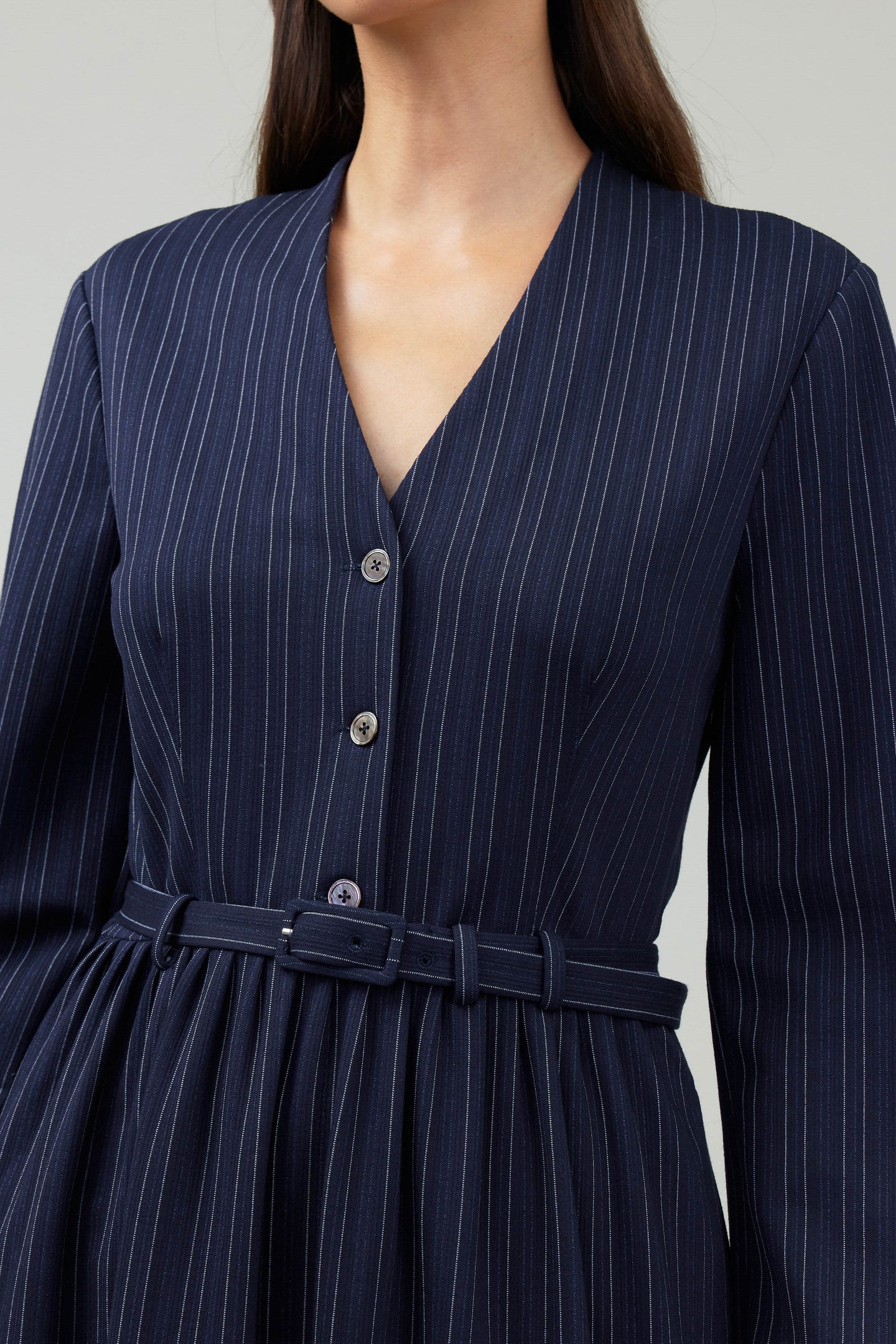 Pinstriped Buttondown Midi Dress