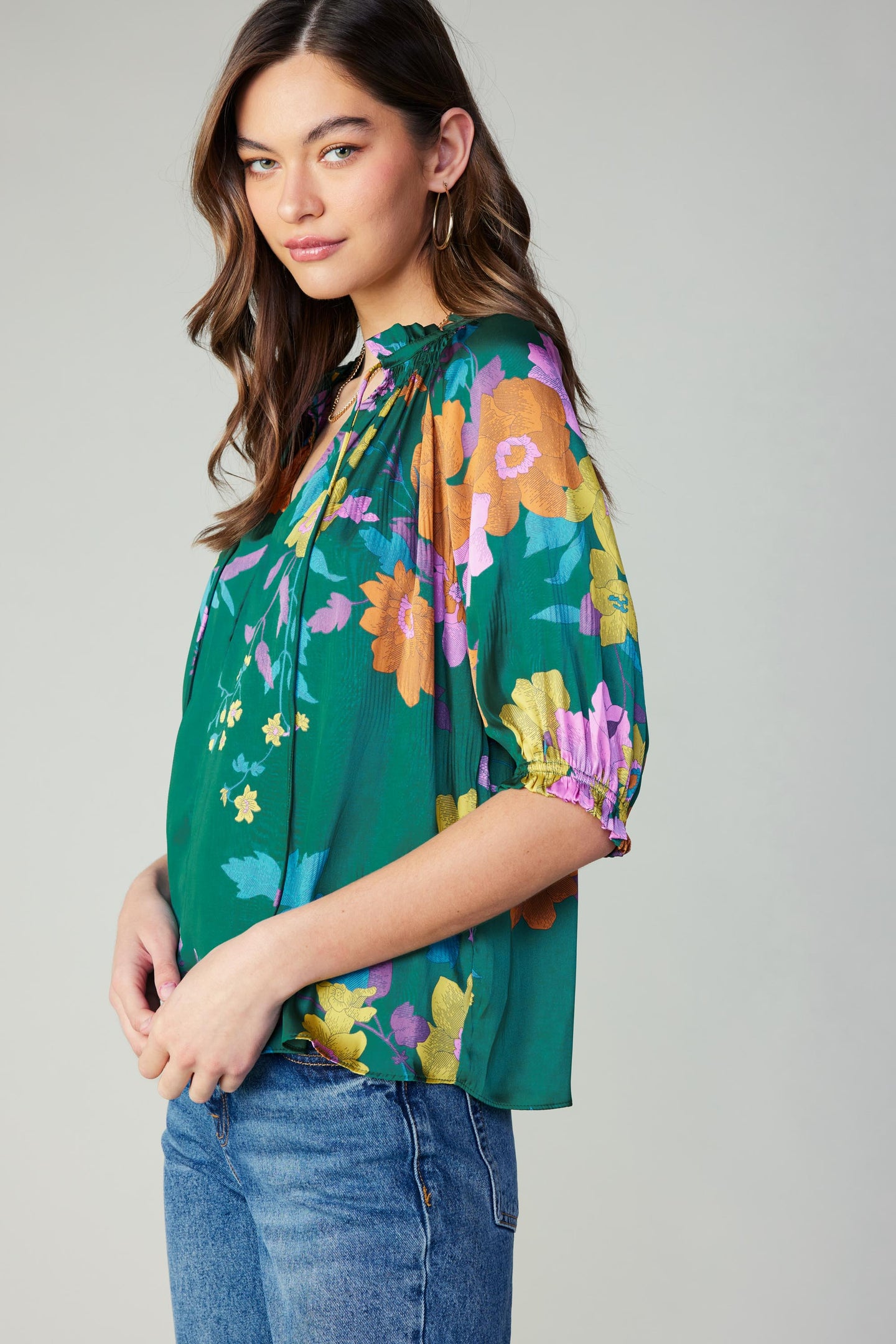 Angelica Floral Pleated Blouse
