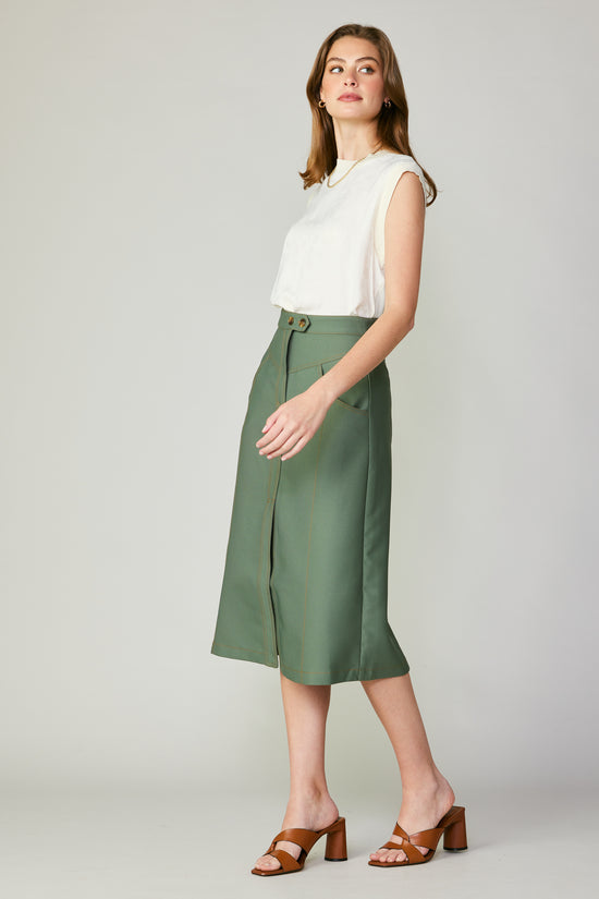 Front Slit Midi Skirt