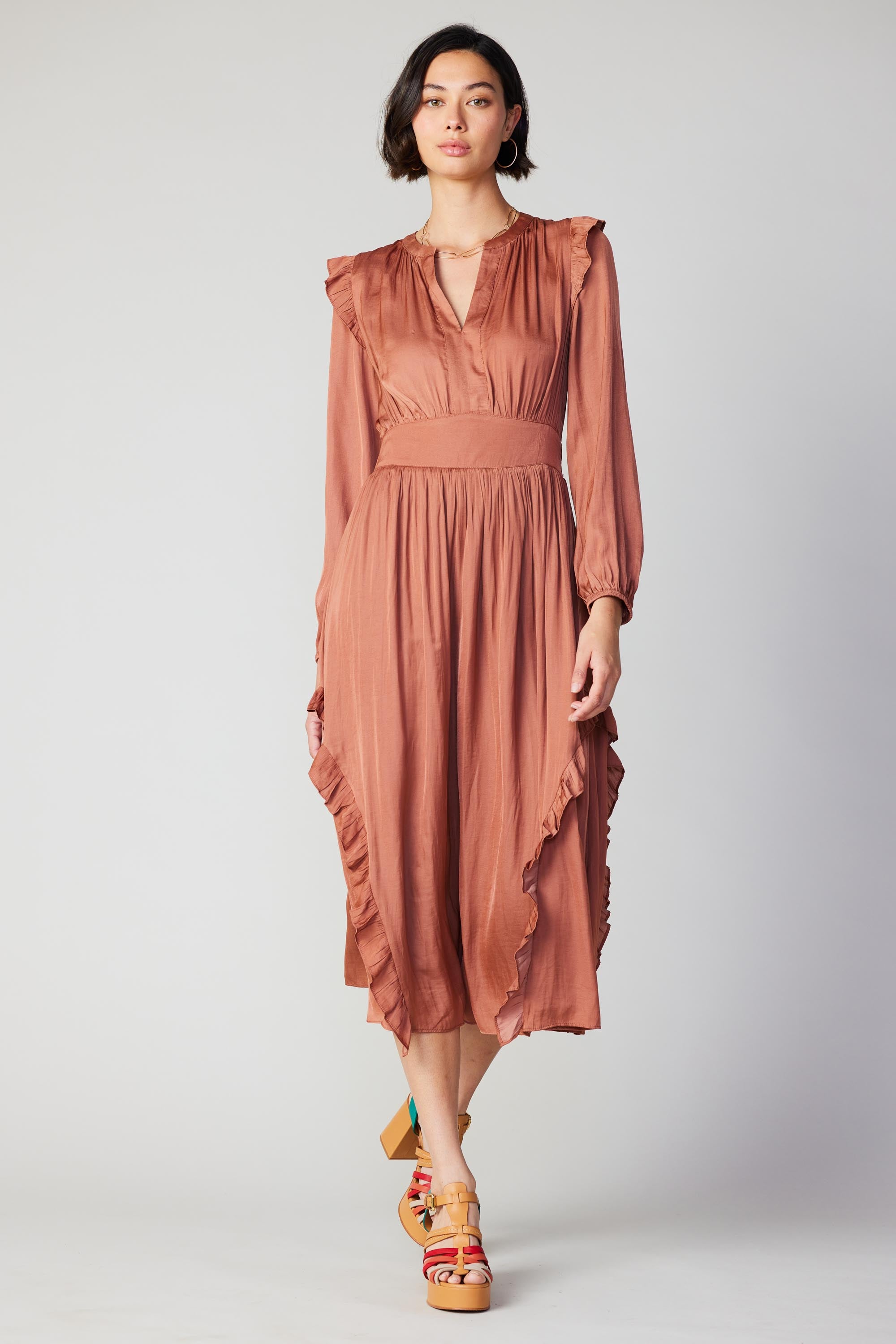 Emmaline Ruffled Midi Dress – CURRENT AIR