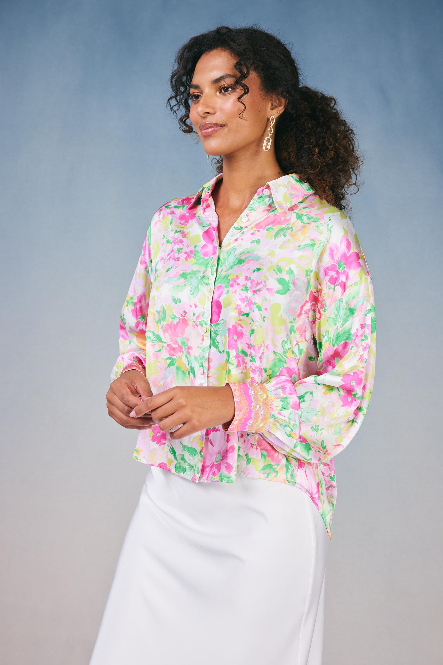 Botanical Watercolor Blouse