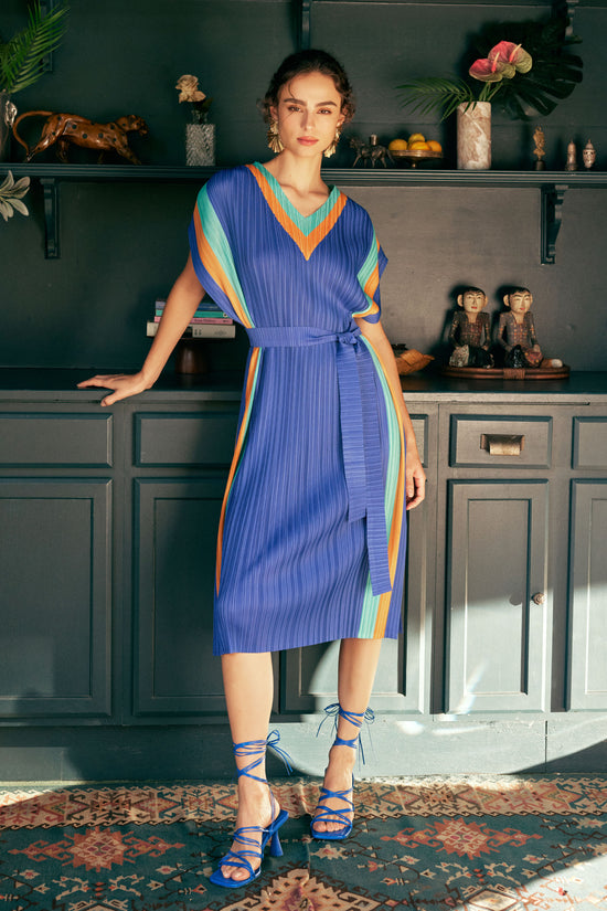 Pleated Border Accent Dress
