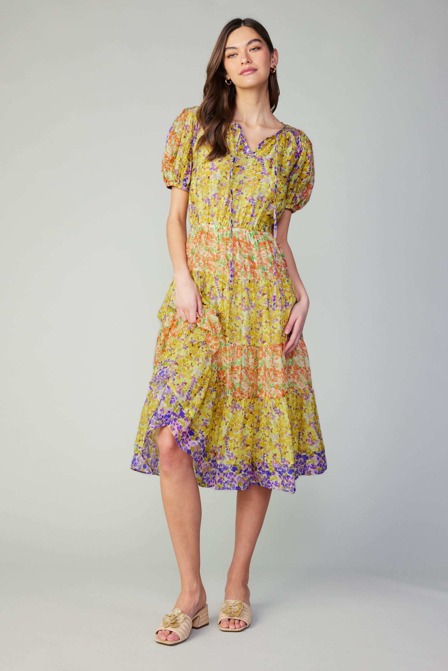 Floral Colorblock Midi Dress