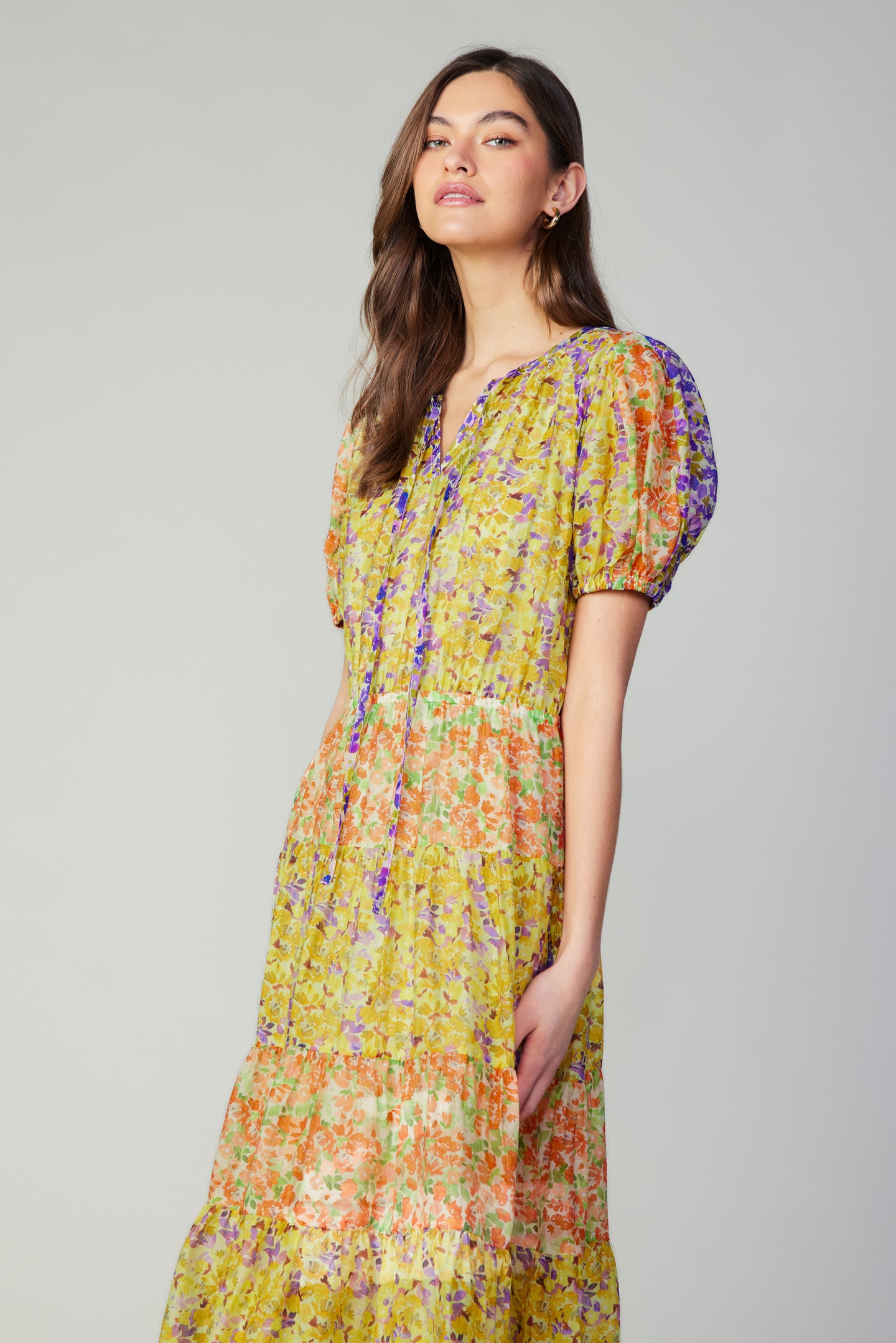 Floral Colorblock Midi Dress