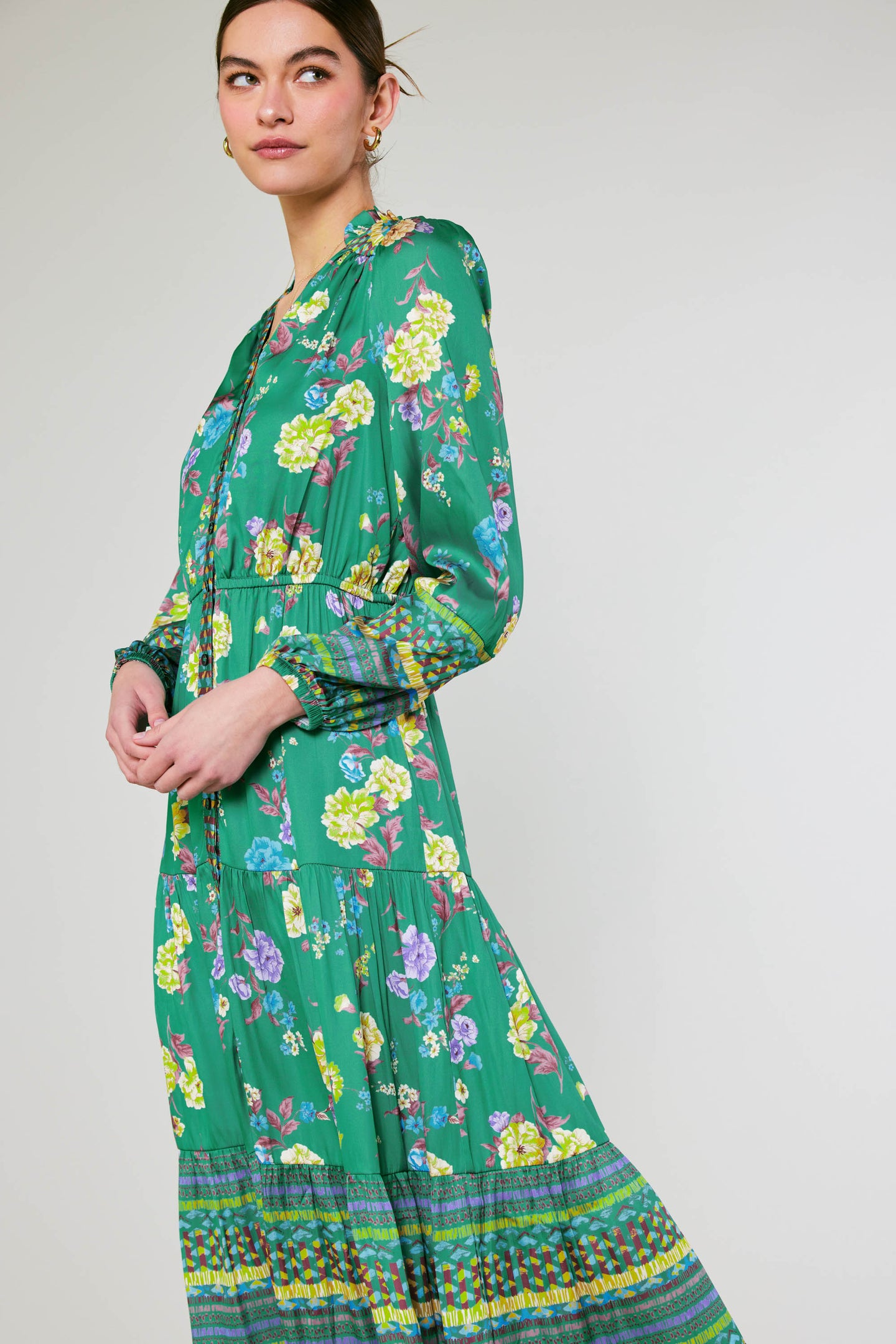 Floral Motif Buttondown Dress