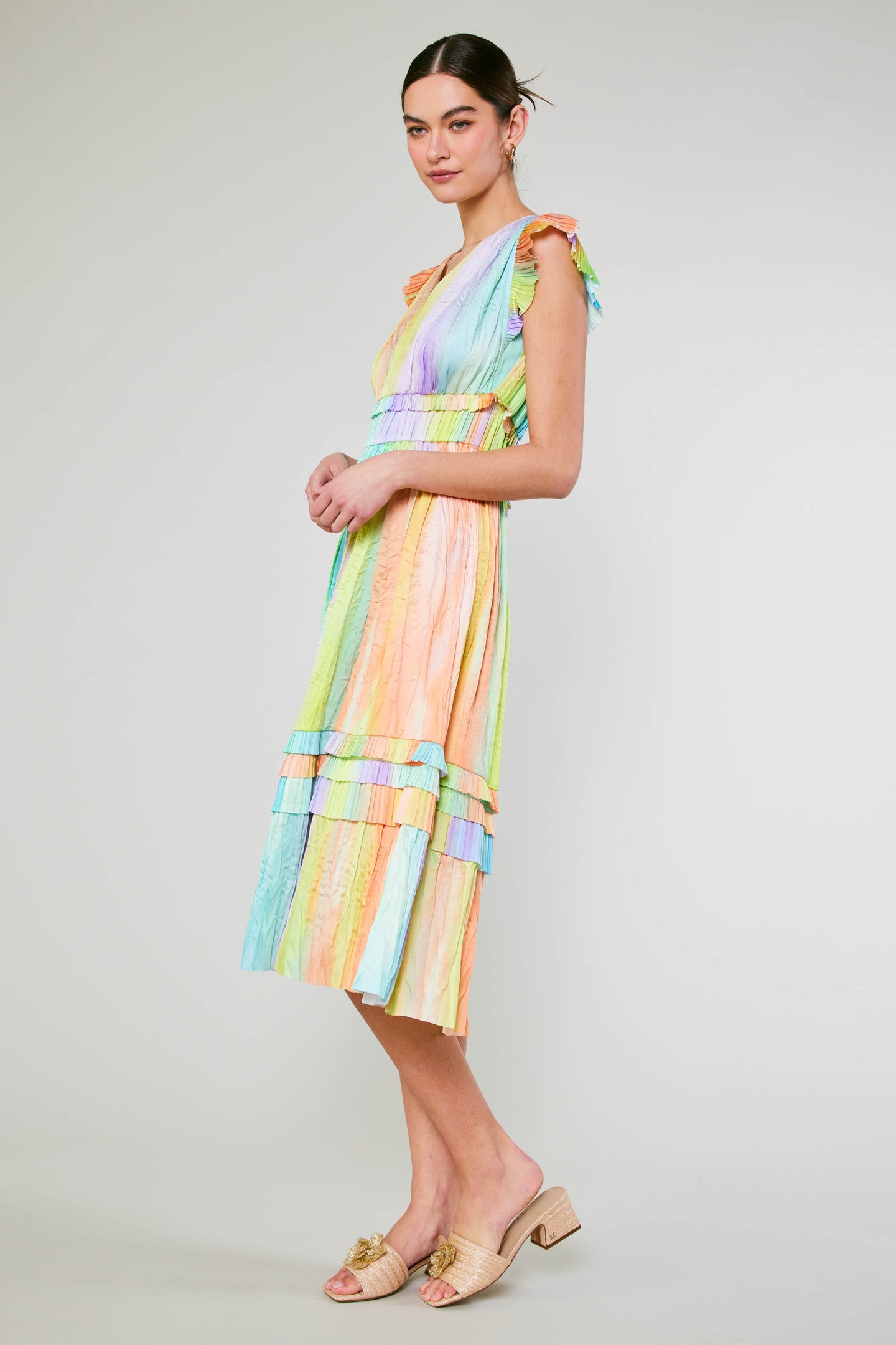 Sereia Rainbow Painterly Midi Dress