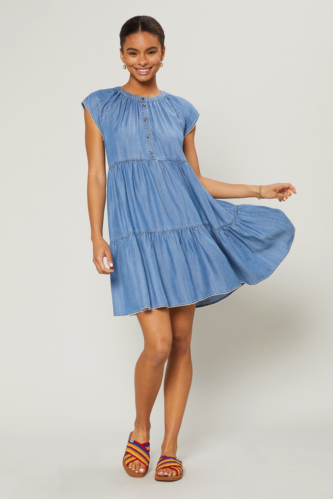 Short Sleeve Chambray Dress