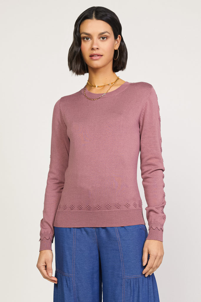 Embroidered Stitch Sleeve Sweater