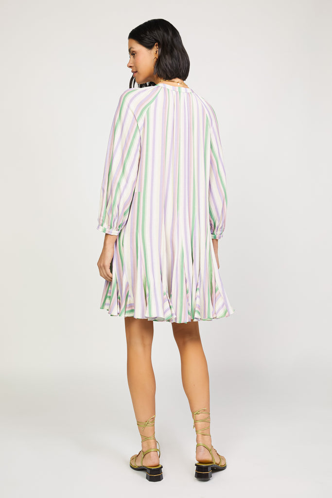 Striped Godet Mini Dress