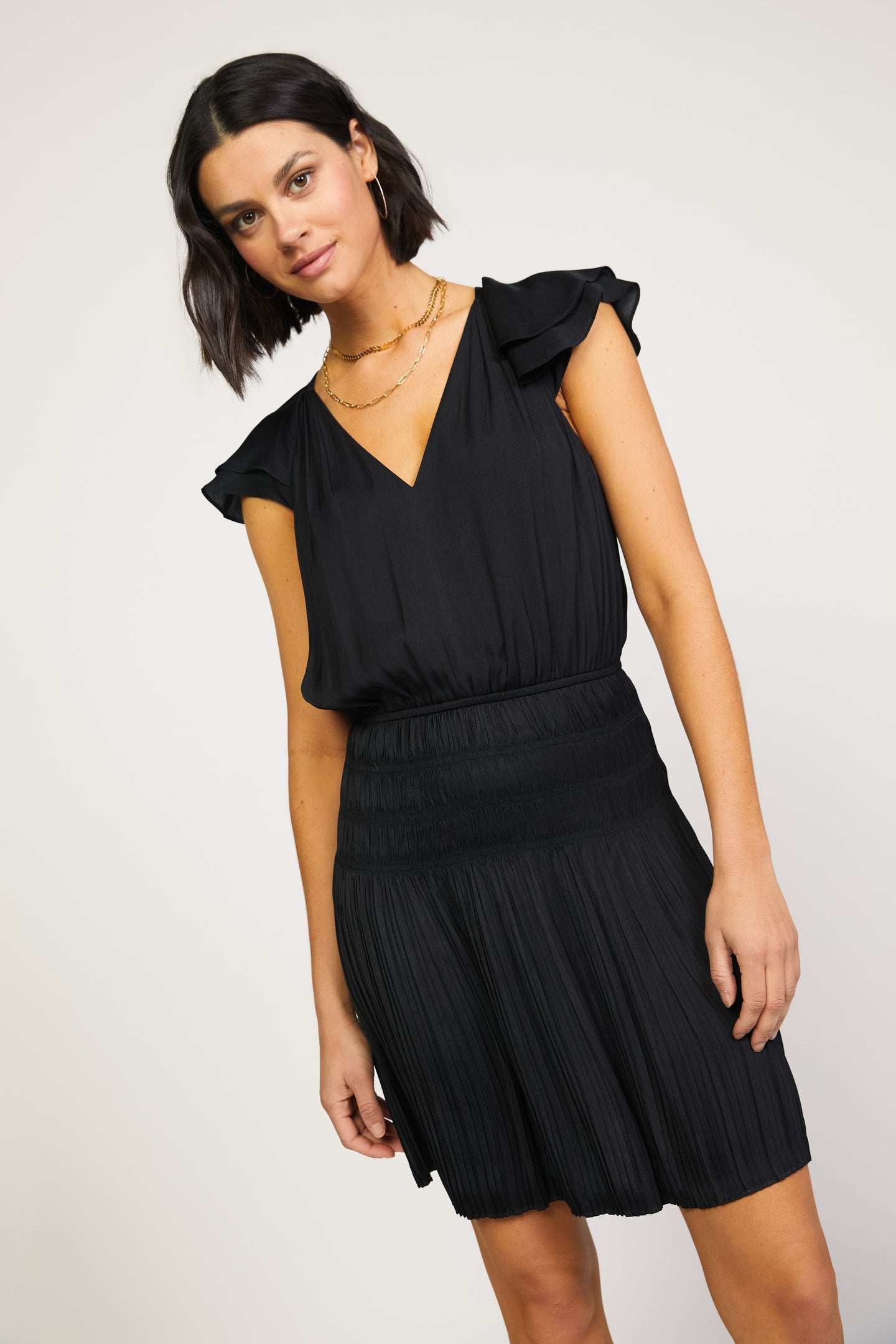 Talia Flutter Sleeve Mini Dress – CURRENT AIR