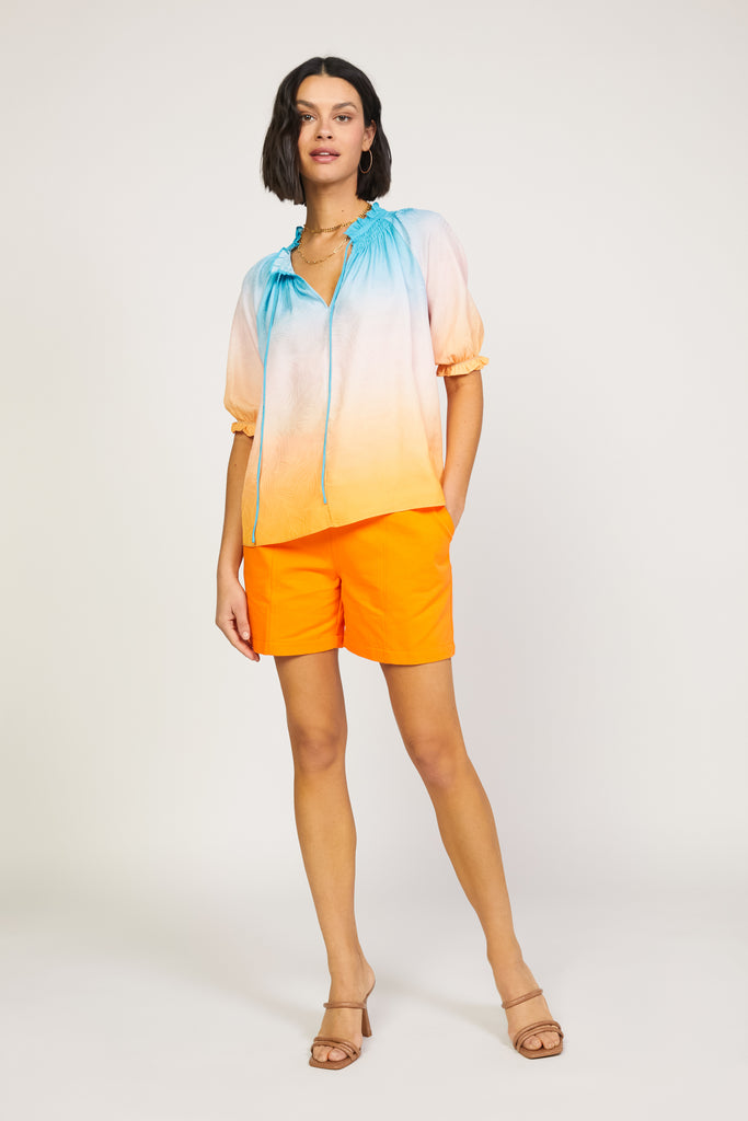 Tangerine Elastic Waist Shorts