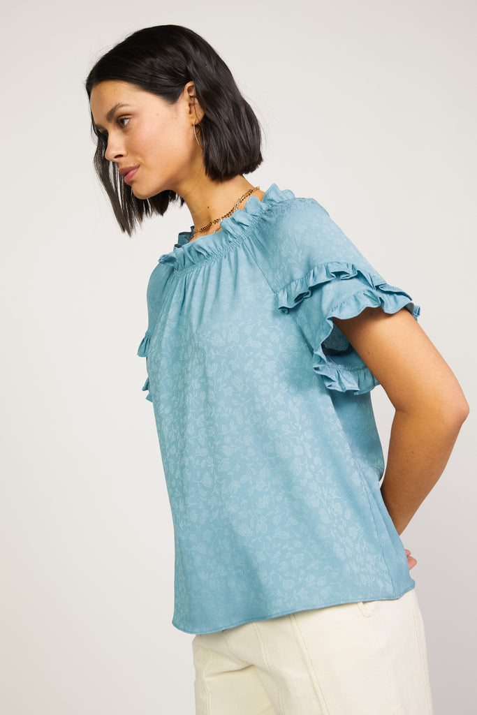 Floral Ruffled Tie Back Blouse