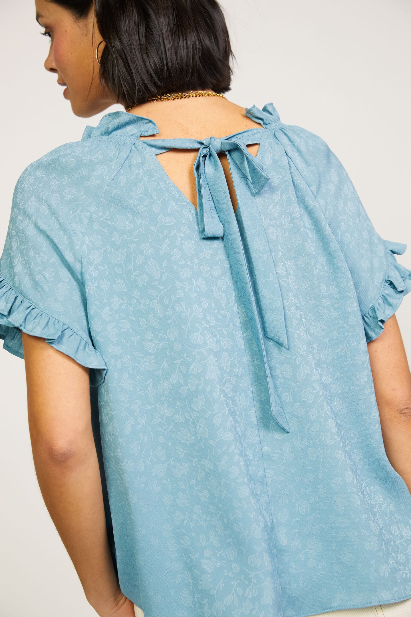 Floral Ruffled Tie Back Blouse
