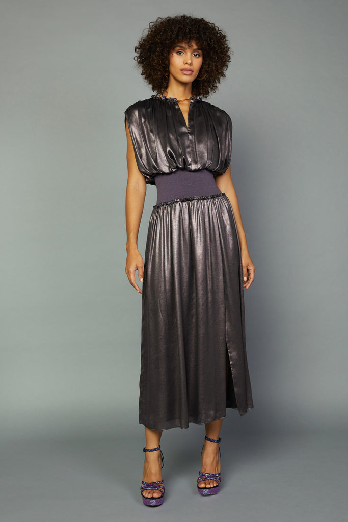 Metallic Ribbed Waist Dress