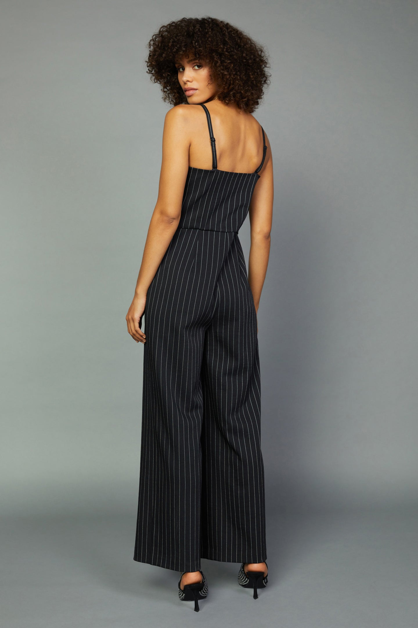 Pinstriped Bow Detail Jumpsuit