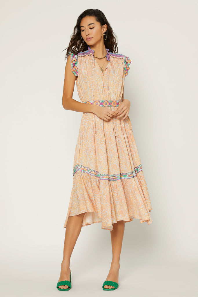 Pueblo Pattern Midi Dress