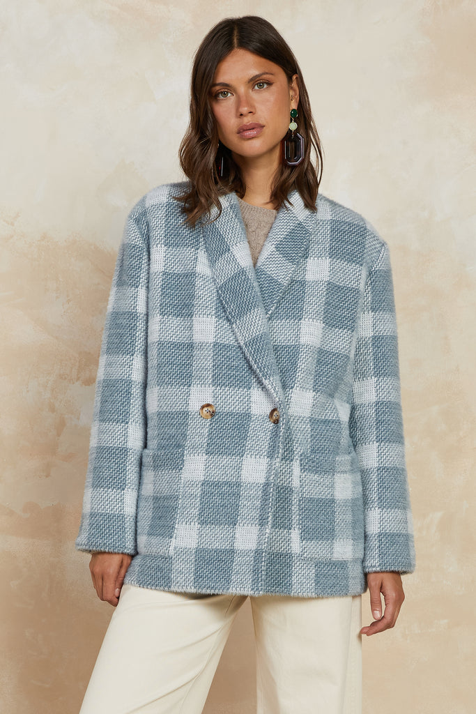 Checkered Double Breasted Jacket