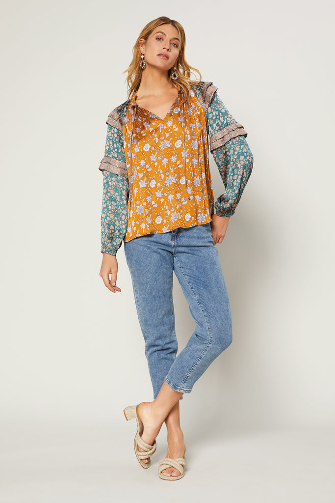 Multi Floral Ruffled Blouse