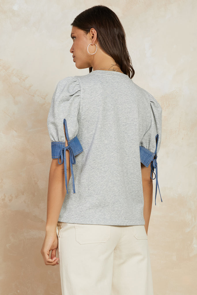 Knit Chambray Trimmed Top