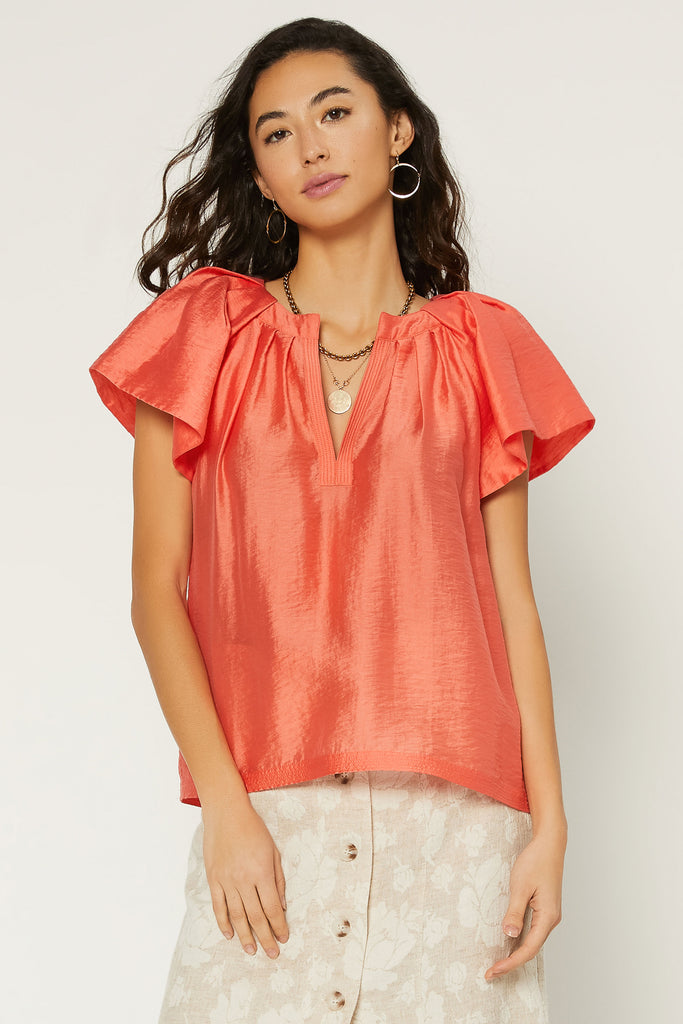 Wide Short Sleeve Blouse