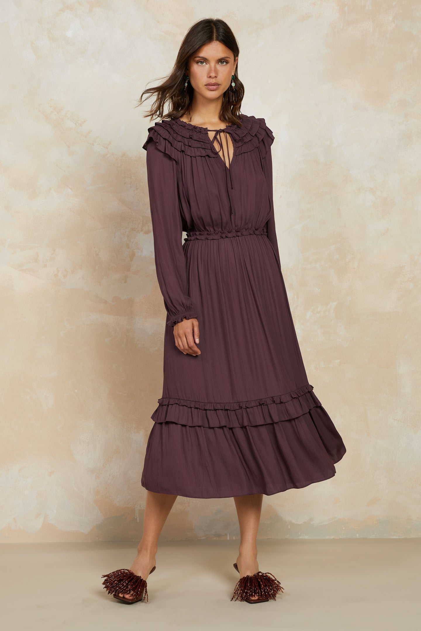 Greta Ruffled Midi Dress