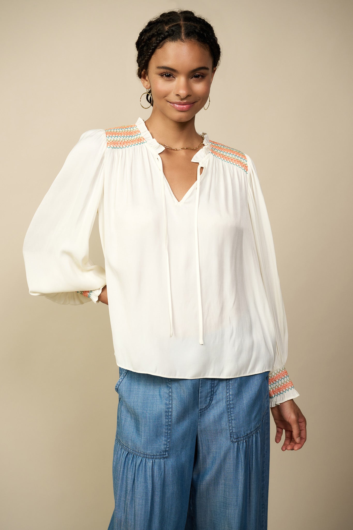 Eaphi yoke switching blouse-