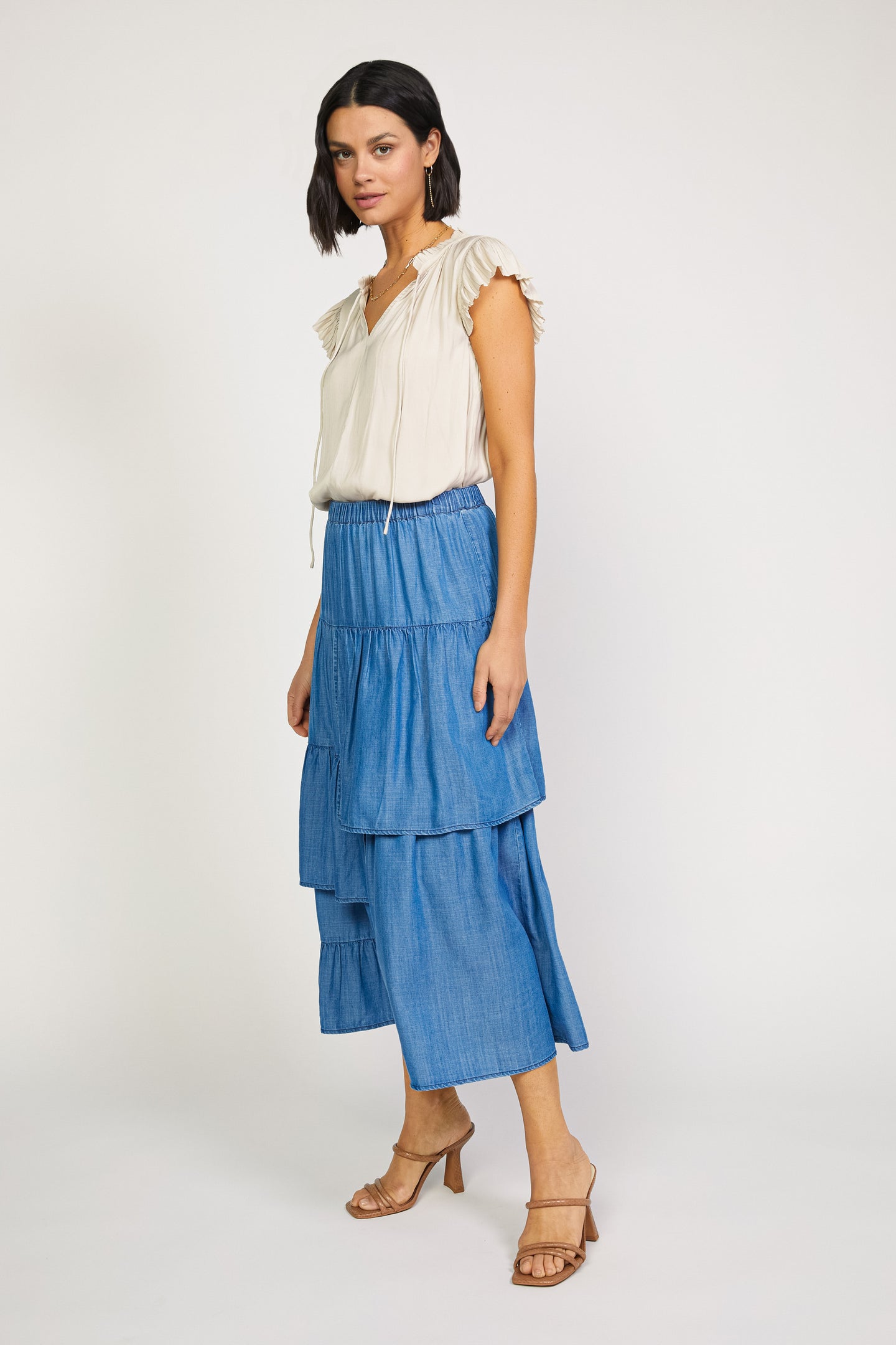 Asymmetrical Tiered Midi Skirt