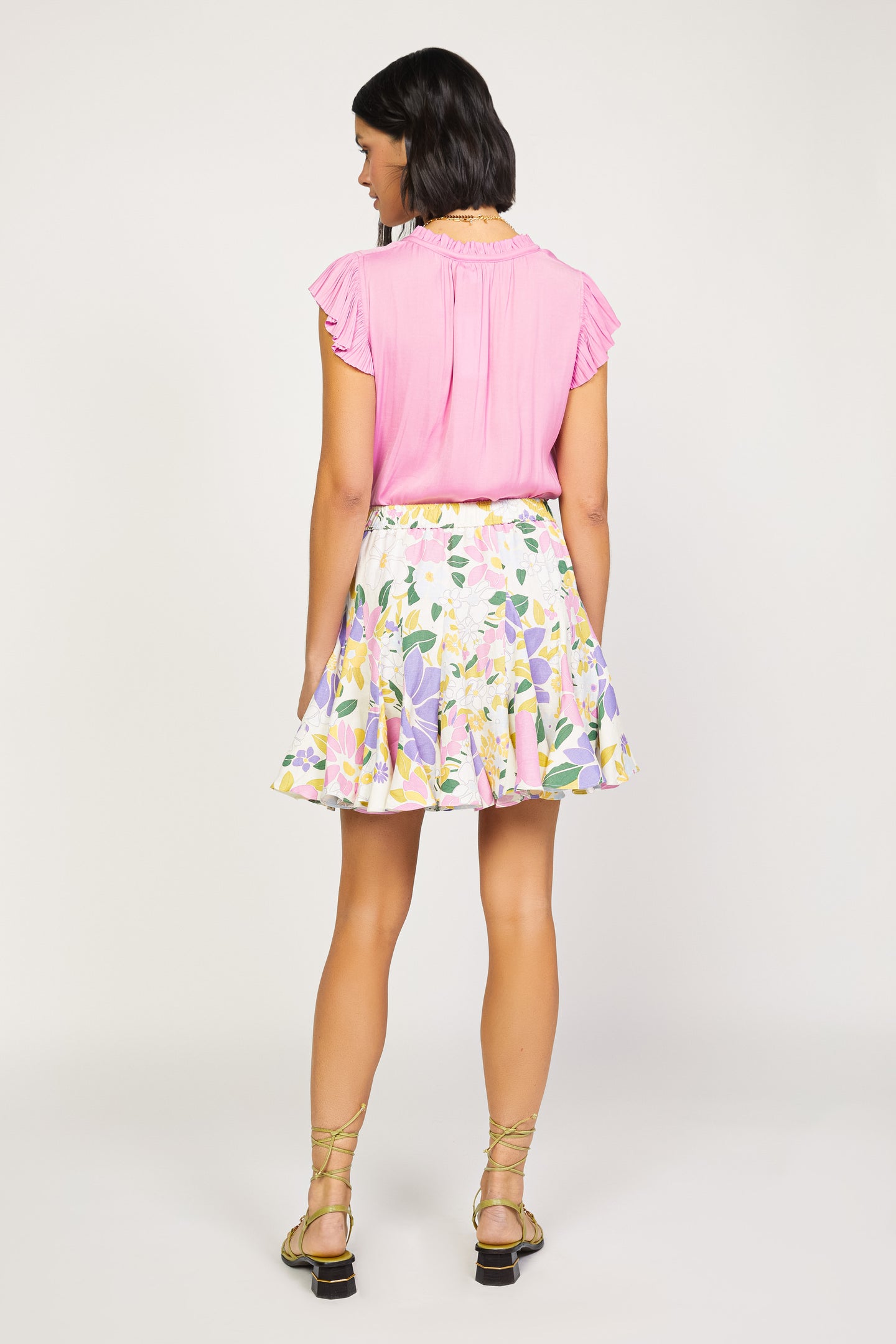 Vintage Floral Godet Skirt